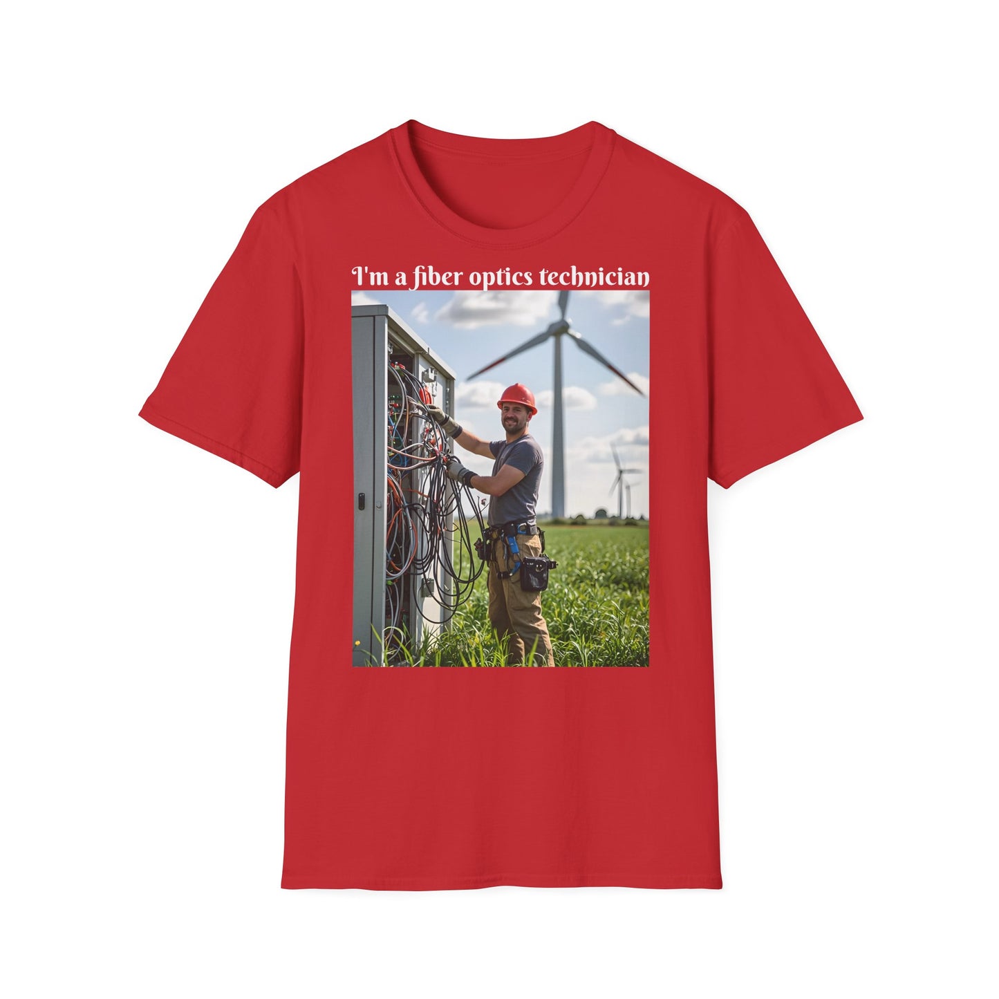 Customizable Softstyle Cotton T-Shirt - 'I'm a Fiber Optics Technician' Design for Energy Workers