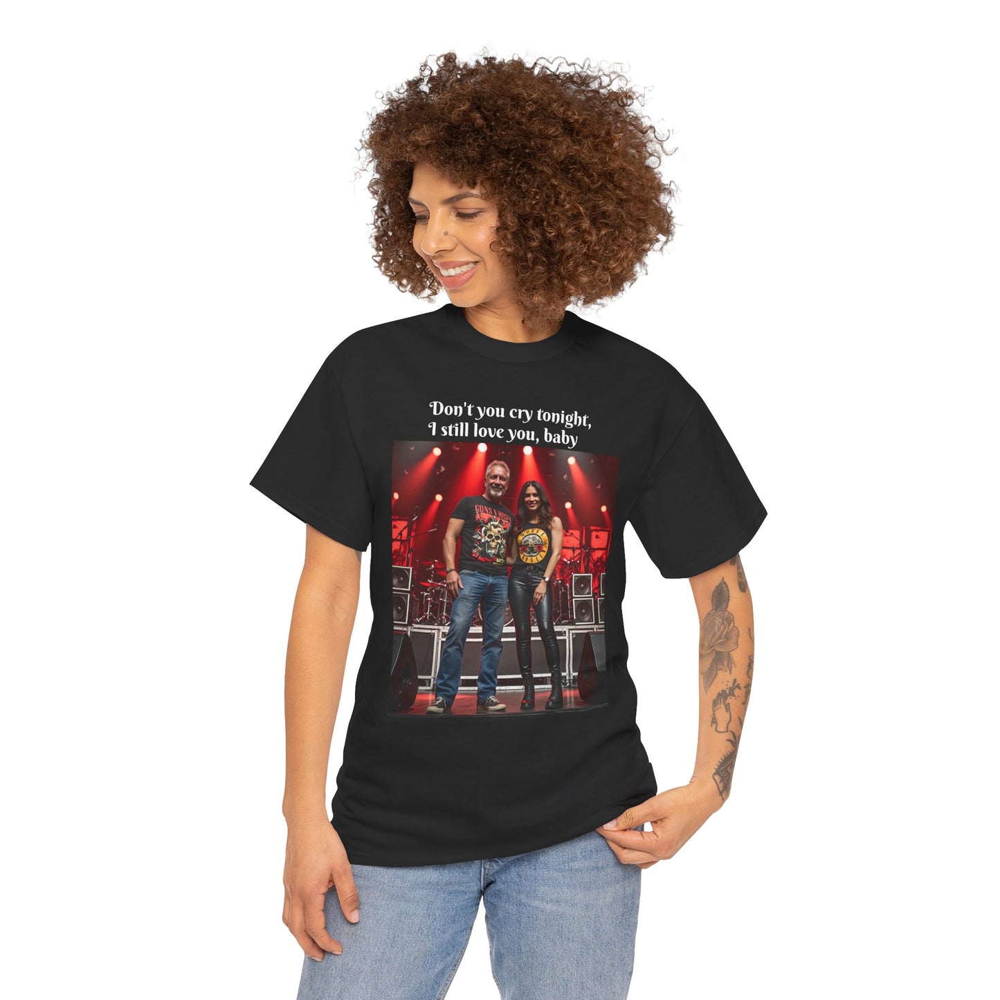Customizable Classic Rock Unisex Heavy Cotton T-Shirt - ‘Don’t You Cry Tonight’ Vintage Design