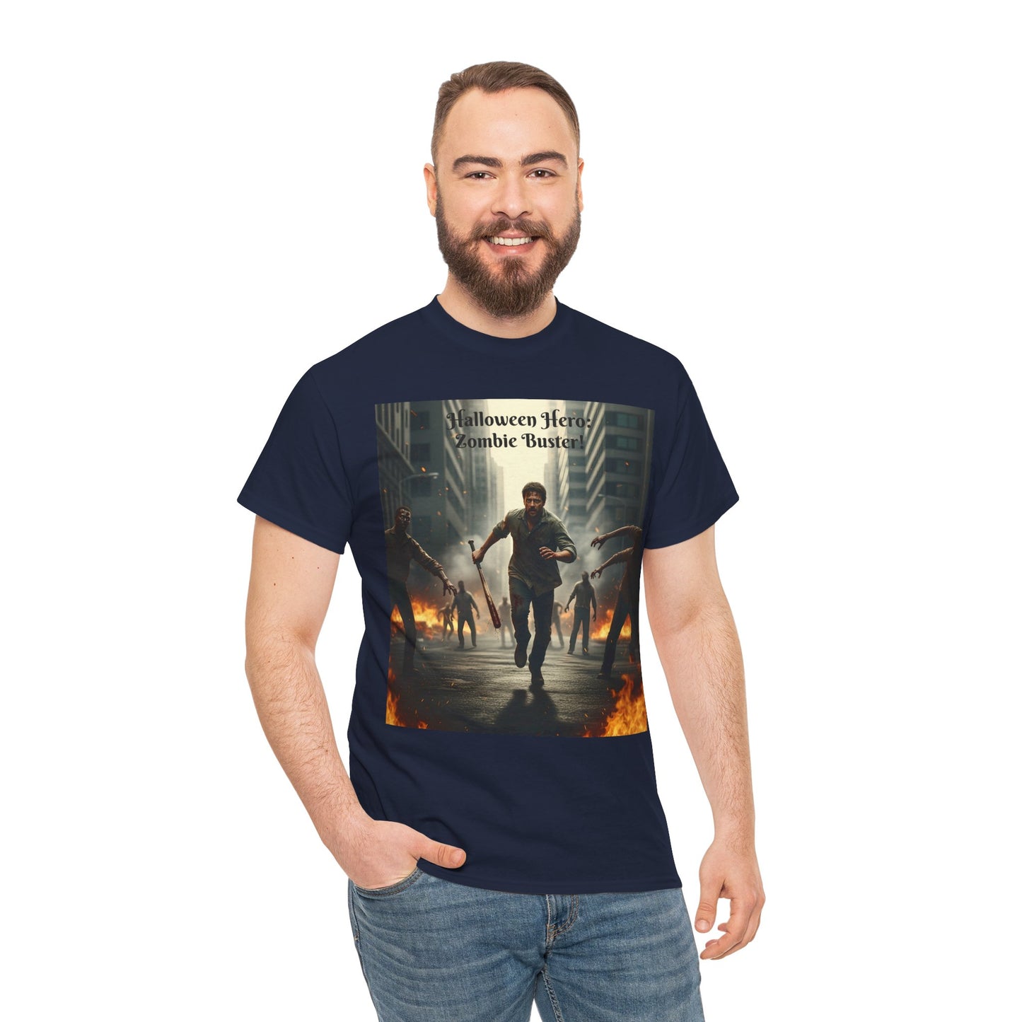 You As a Zombie Buster- Custom Made Halloween Cotton T-Shirt, Your Face On a T-Shirt