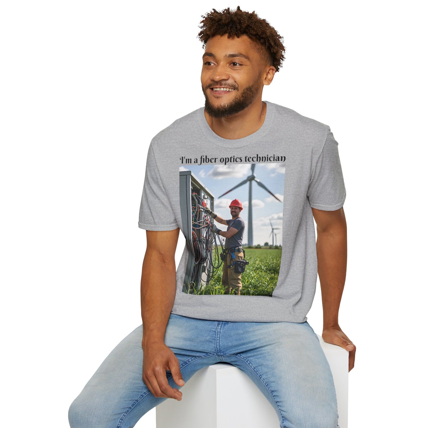 Customizable Softstyle Cotton T-Shirt - 'I'm a Fiber Optics Technician' Design for Energy Workers