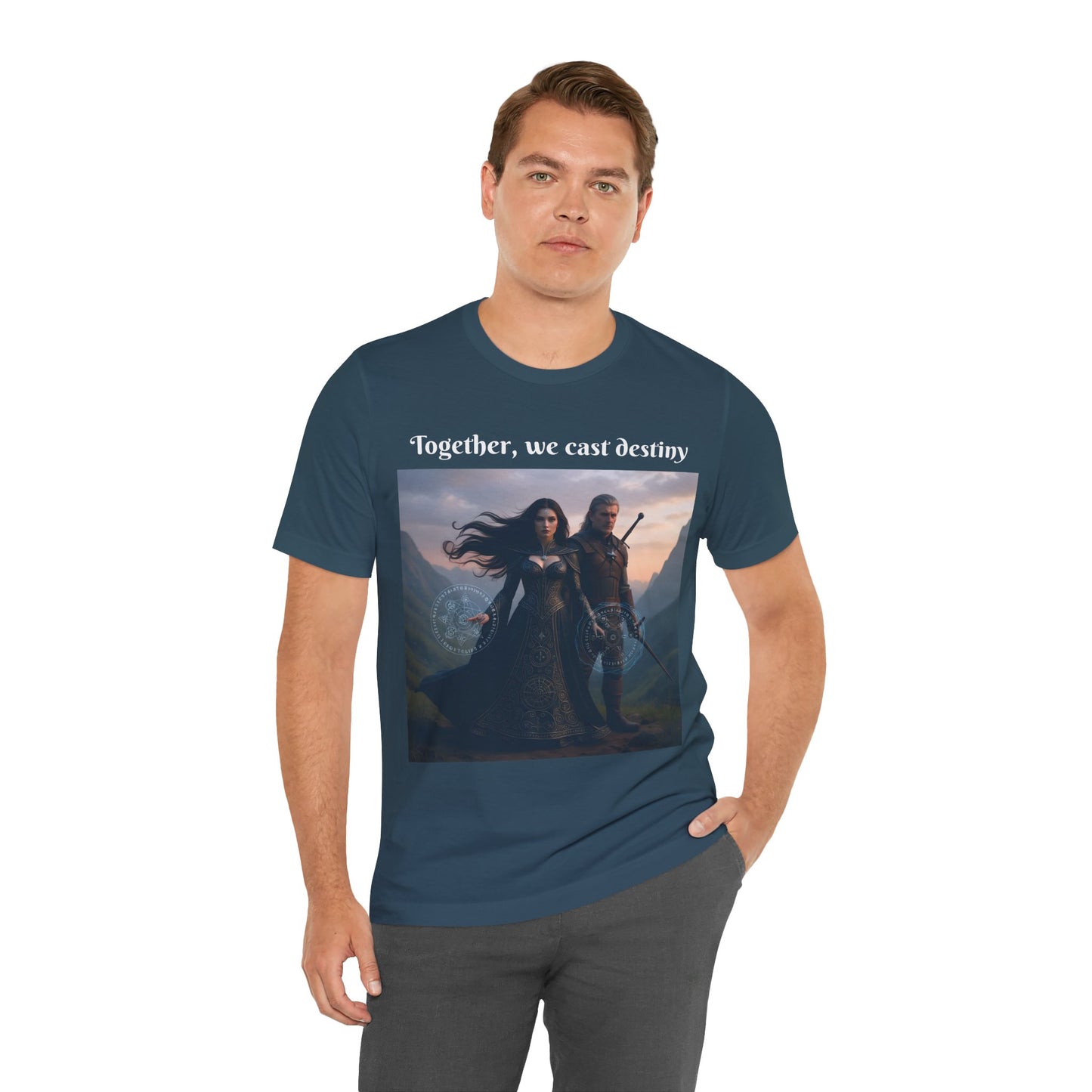Customizable Halloween Unisex Cotton T-Shirt - Together, we cast destiny - Halloween