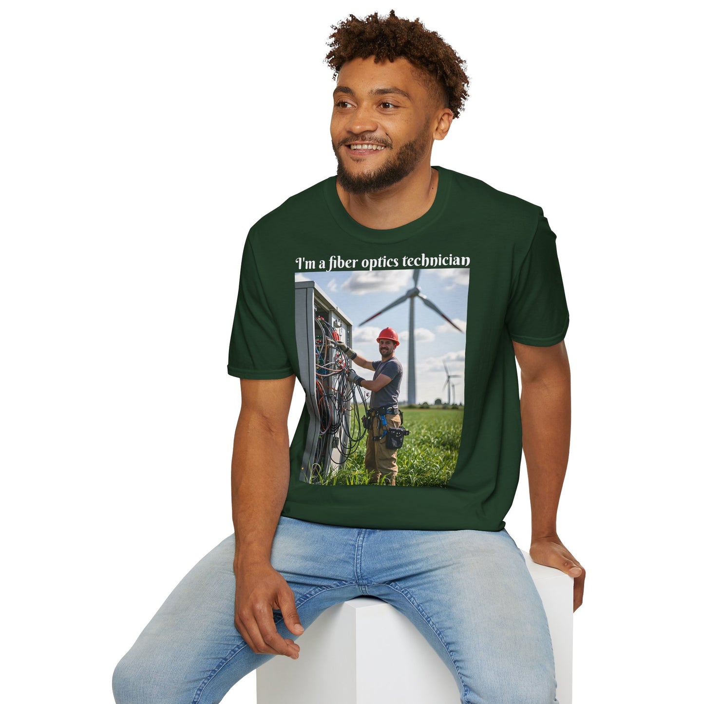 Customizable Softstyle Cotton T-Shirt - 'I'm a Fiber Optics Technician' Design for Energy Workers