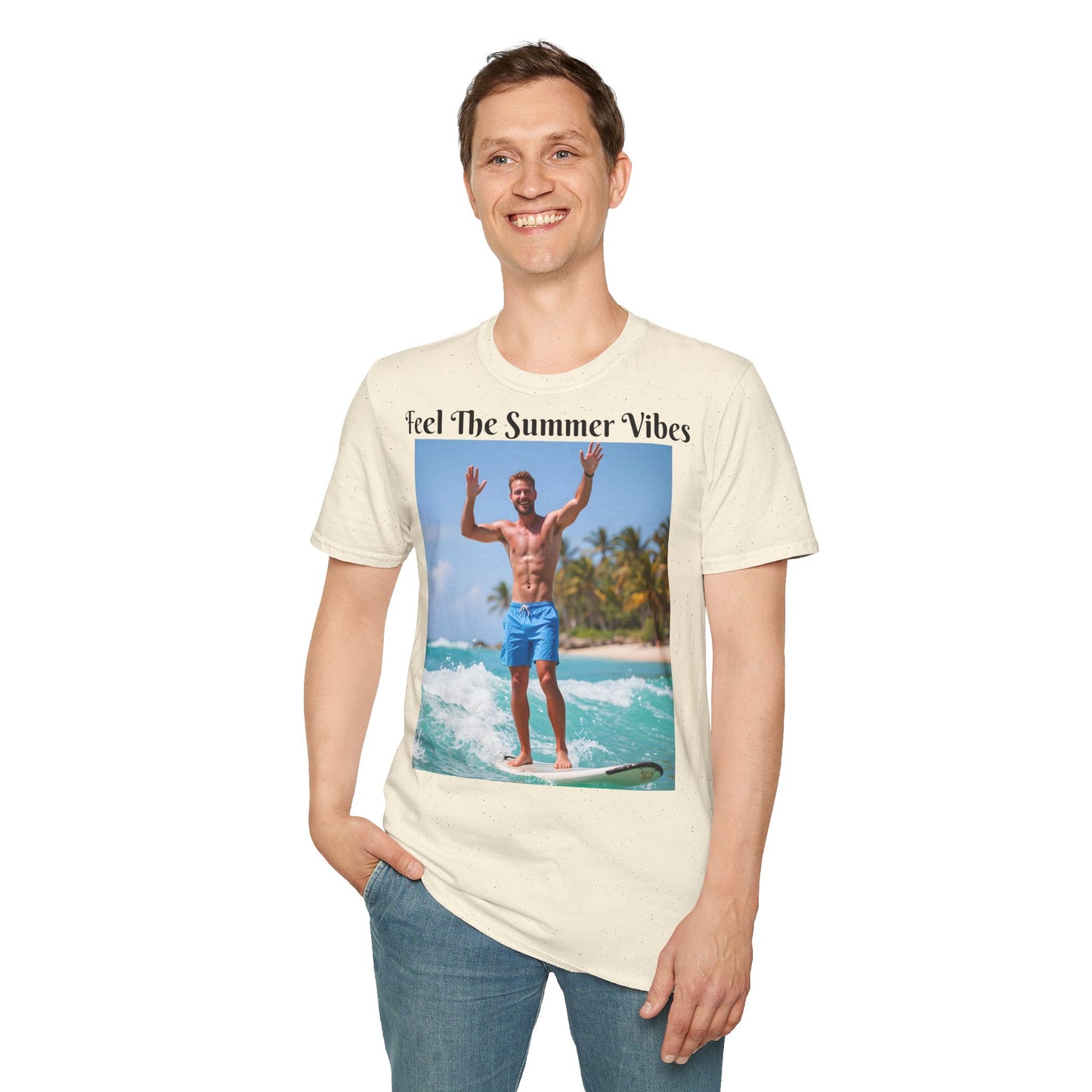 Customizable "Feel the Summer Vibes" Cotton Softstyle T-Shirt