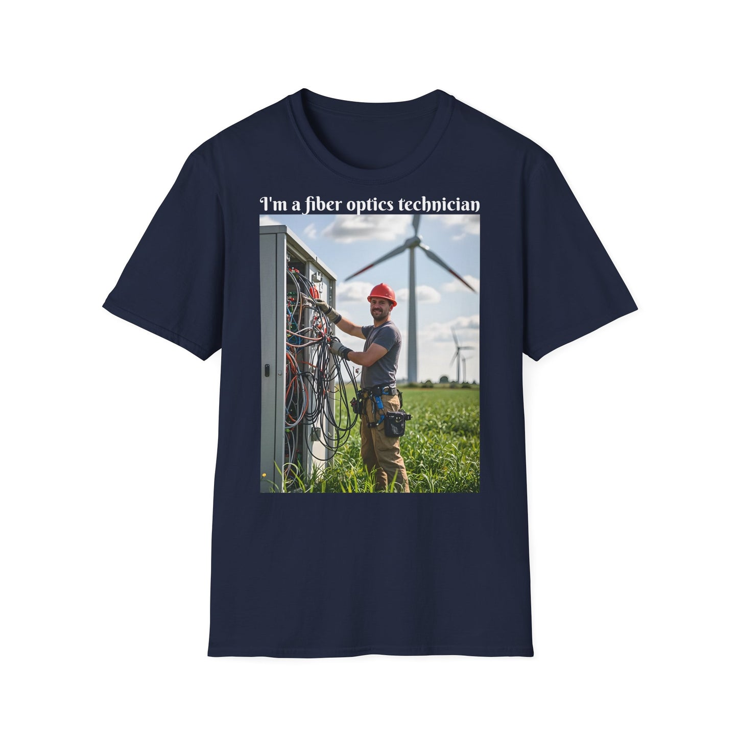 Customizable Softstyle Cotton T-Shirt - 'I'm a Fiber Optics Technician' Design for Energy Workers