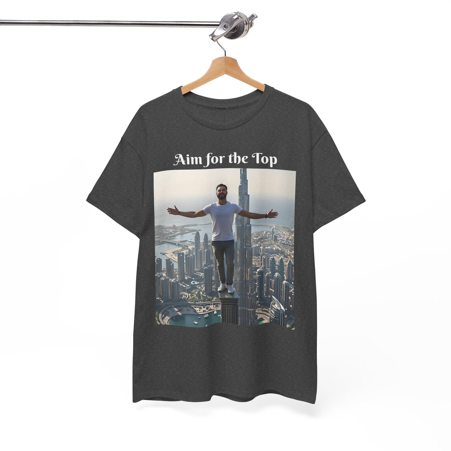 Customizable Cotton T-Shirt - ‘Aim for the Top’ - With Your Face on the T-Shirt