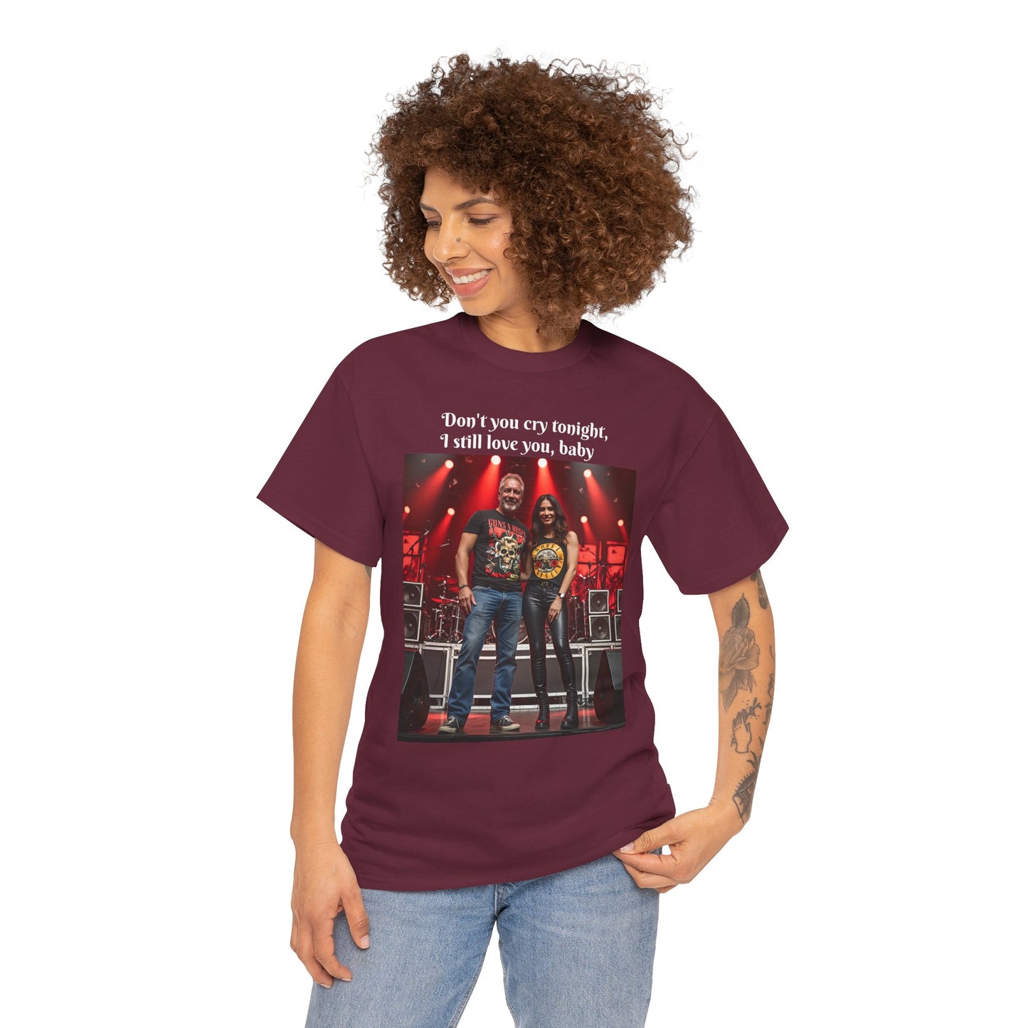 Customizable Classic Rock Unisex Heavy Cotton T-Shirt - ‘Don’t You Cry Tonight’ Vintage Design