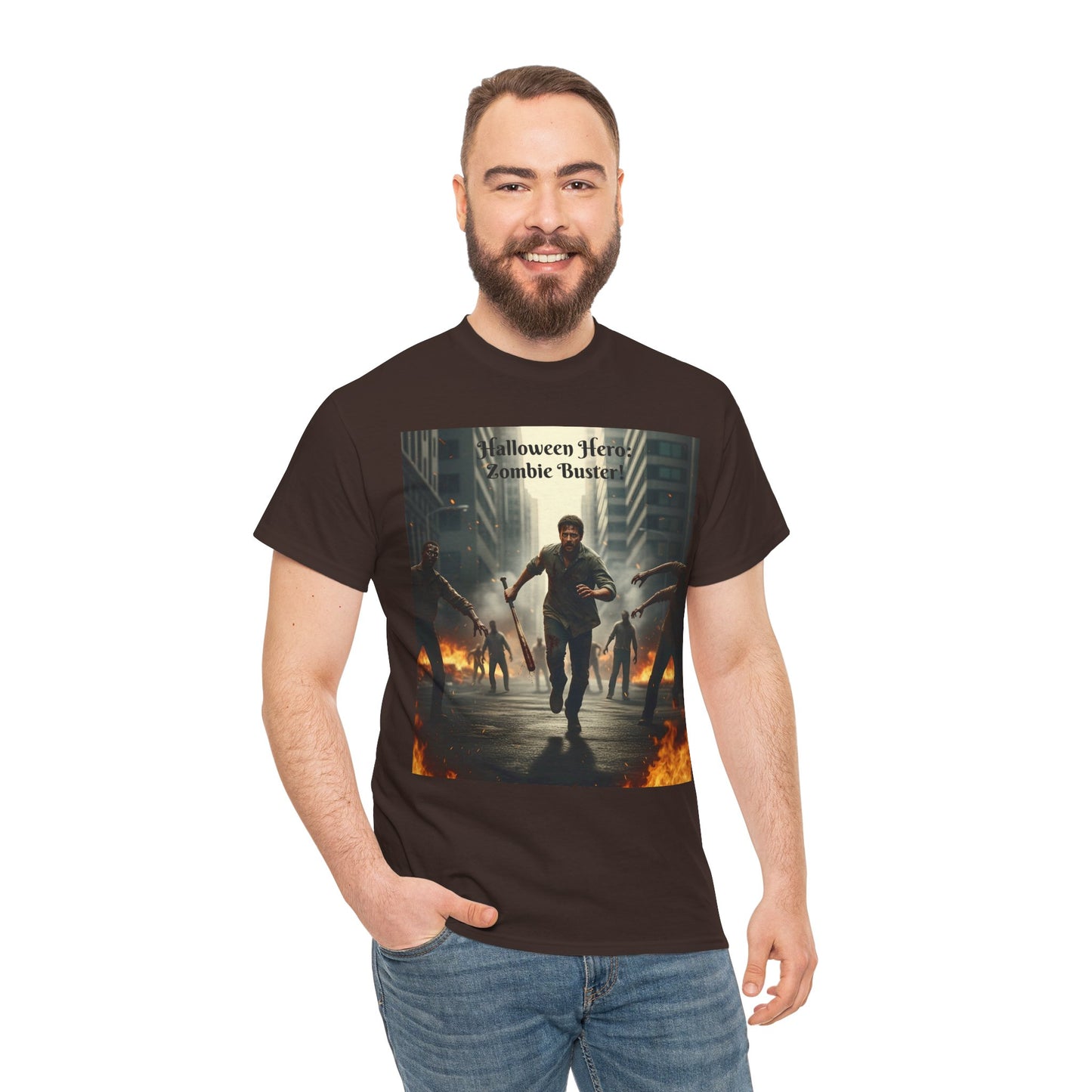 You As a Zombie Buster- Custom Made Halloween Cotton T-Shirt, Your Face On a T-Shirt