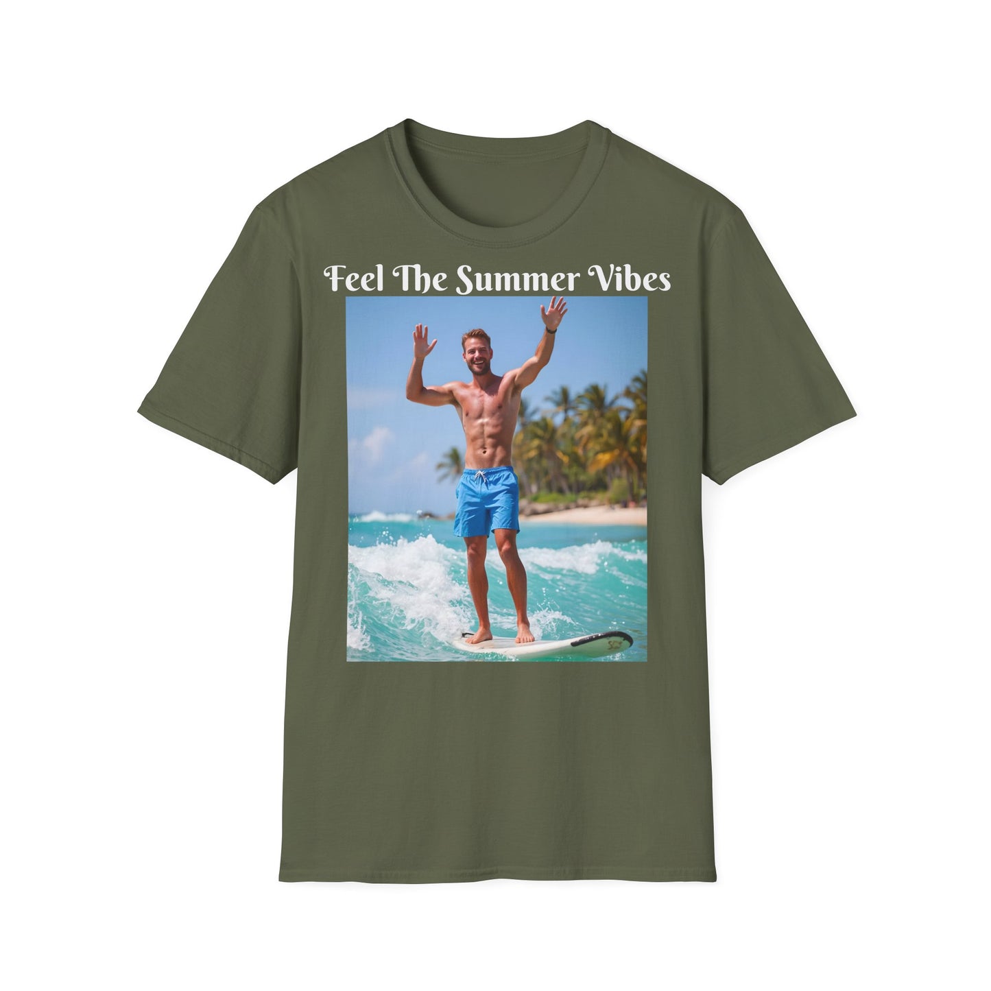 Customizable "Feel the Summer Vibes" Cotton Softstyle T-Shirt