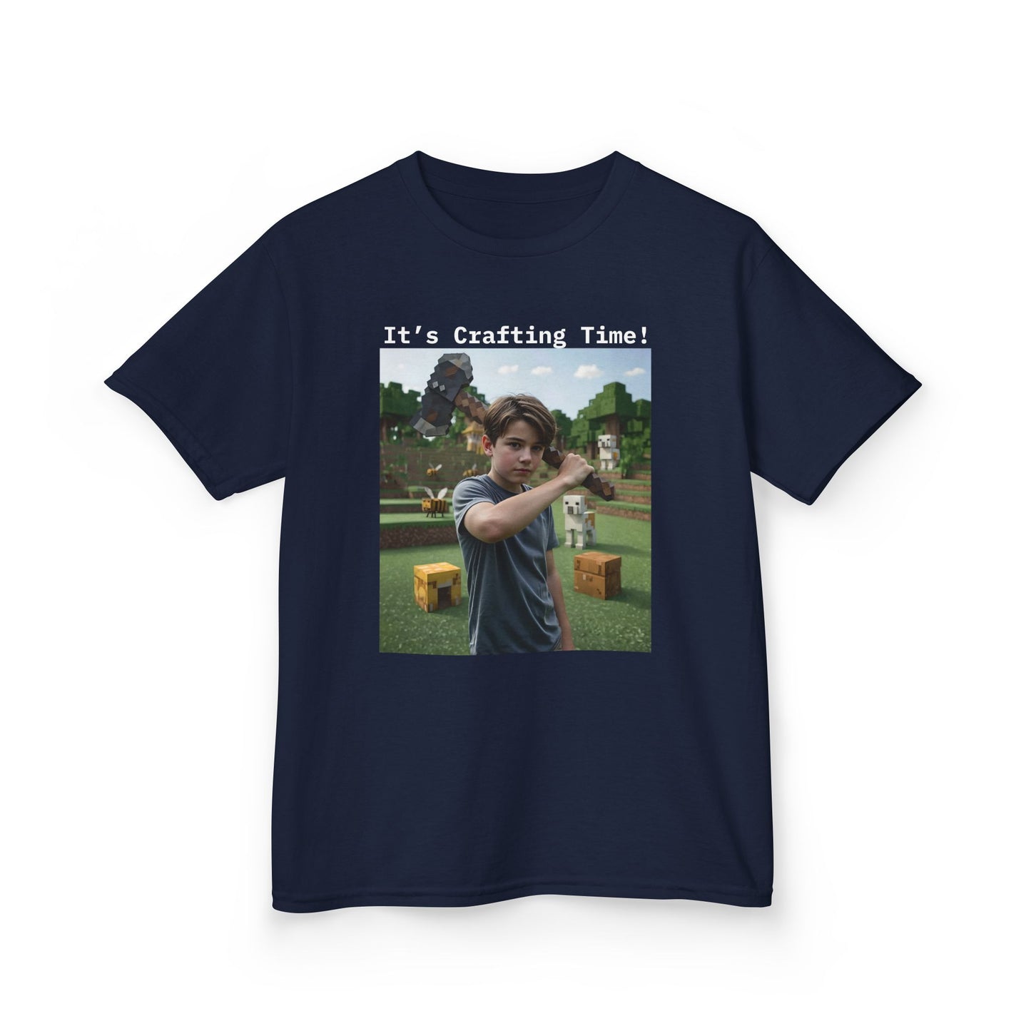 Customizable Kids Cotton T-Shirt - It's Crafting Time - Minecraft Inspired T-Shirt