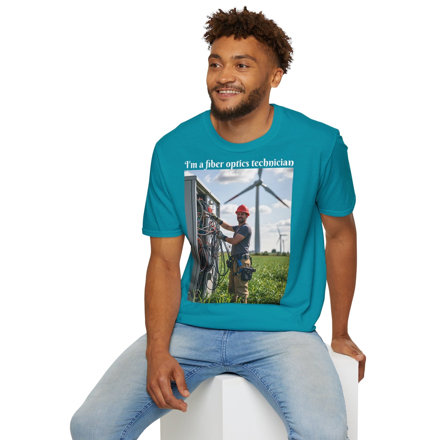 Customizable Softstyle Cotton T-Shirt - 'I'm a Fiber Optics Technician' Design for Energy Workers