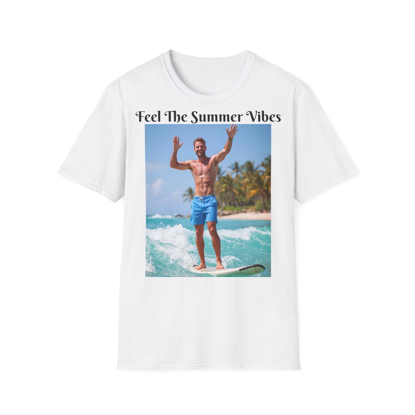 Customizable "Feel the Summer Vibes" Cotton Softstyle T-Shirt