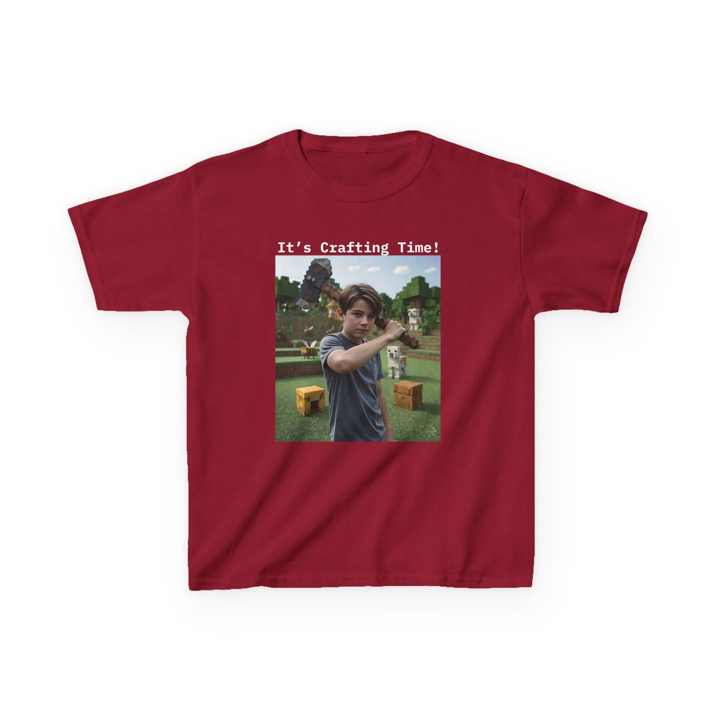 Customizable Kids Cotton T-Shirt - It's Crafting Time - Minecraft Inspired T-Shirt