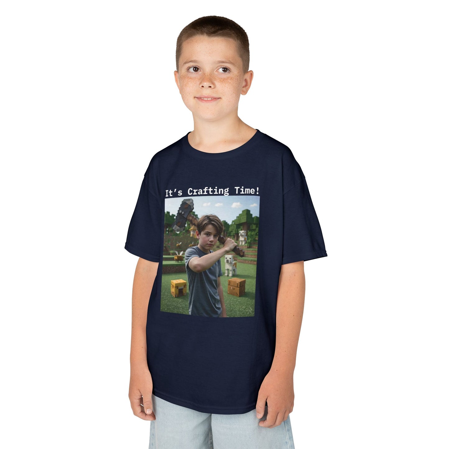 Customizable Kids Cotton T-Shirt - It's Crafting Time - Minecraft Inspired T-Shirt