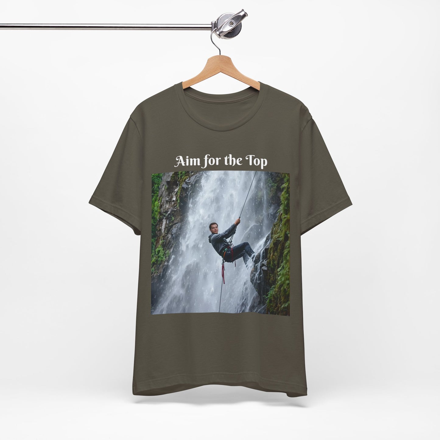 Customizable Cotton Adventure T-Shirt - "Aim for the Top" With Your Face on the T-Shirt