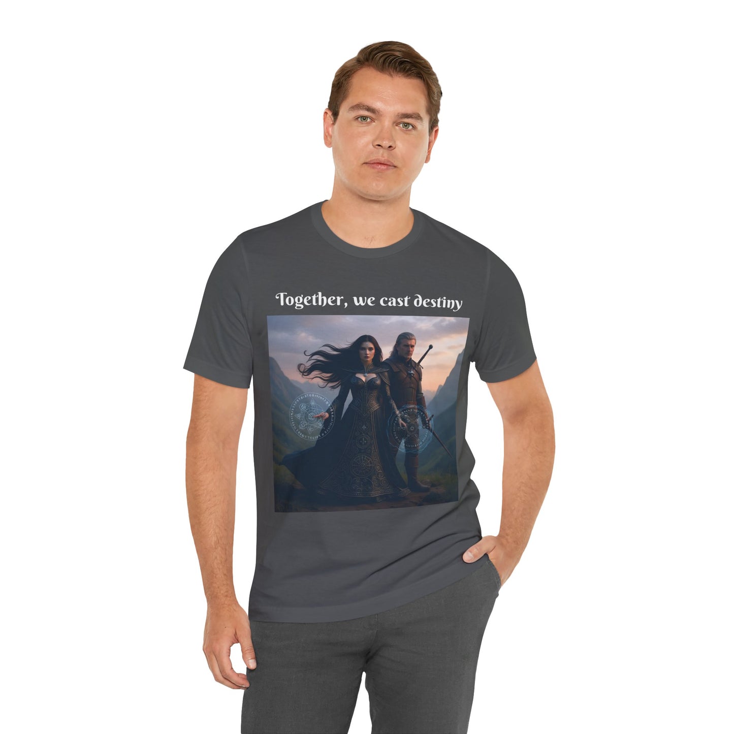 Customizable Halloween Unisex Cotton T-Shirt - Together, we cast destiny - Halloween