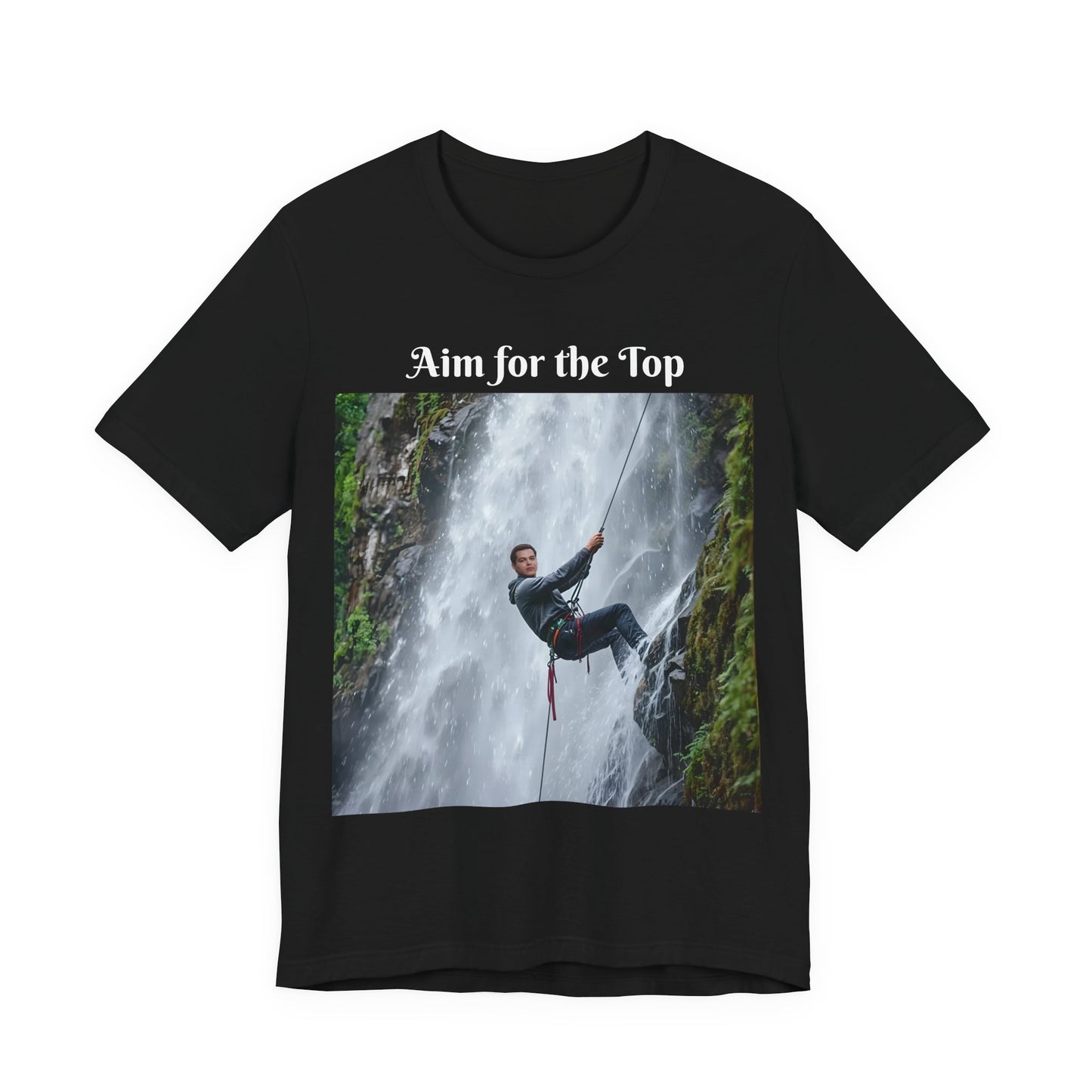 Customizable Cotton Adventure T-Shirt - "Aim for the Top" With Your Face on the T-Shirt