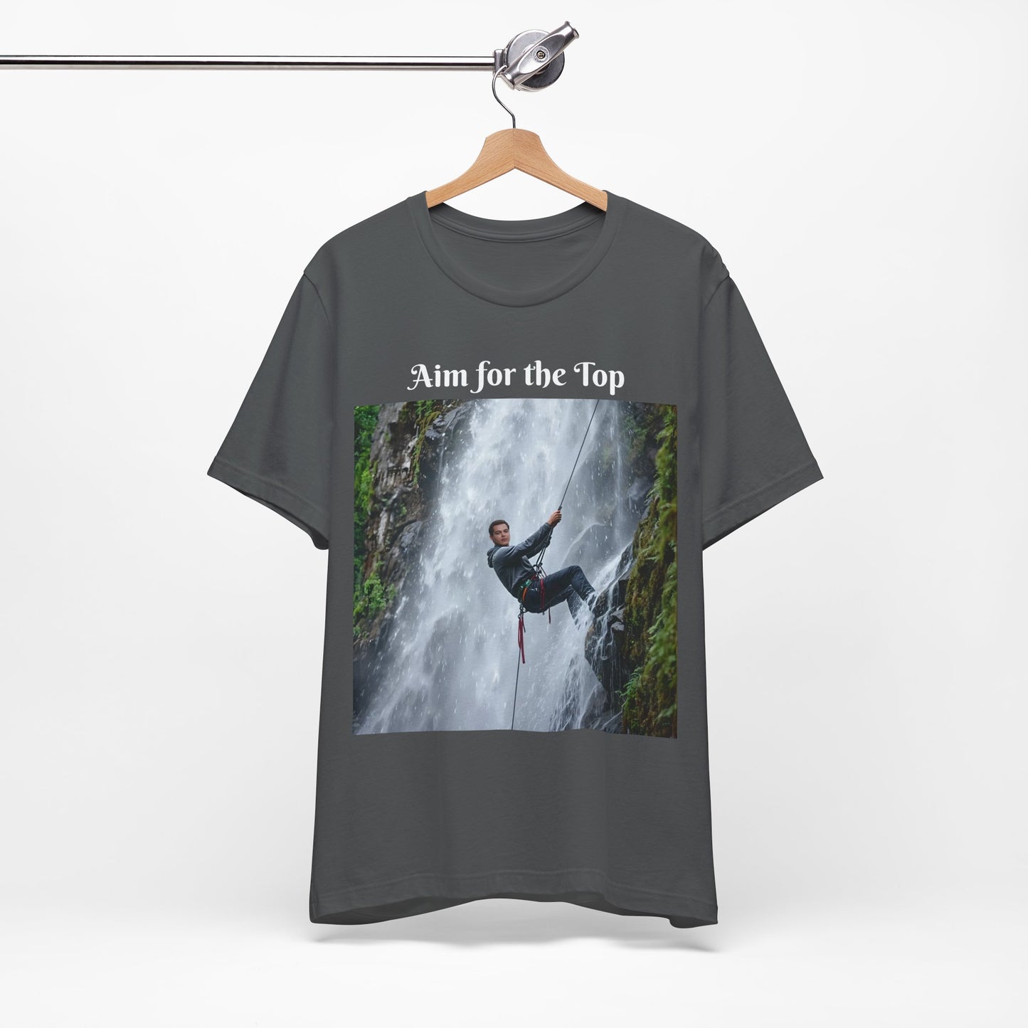 Customizable Cotton Adventure T-Shirt - "Aim for the Top" With Your Face on the T-Shirt