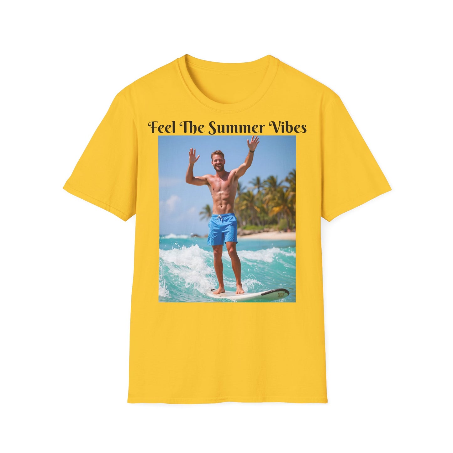 Customizable "Feel the Summer Vibes" Cotton Softstyle T-Shirt