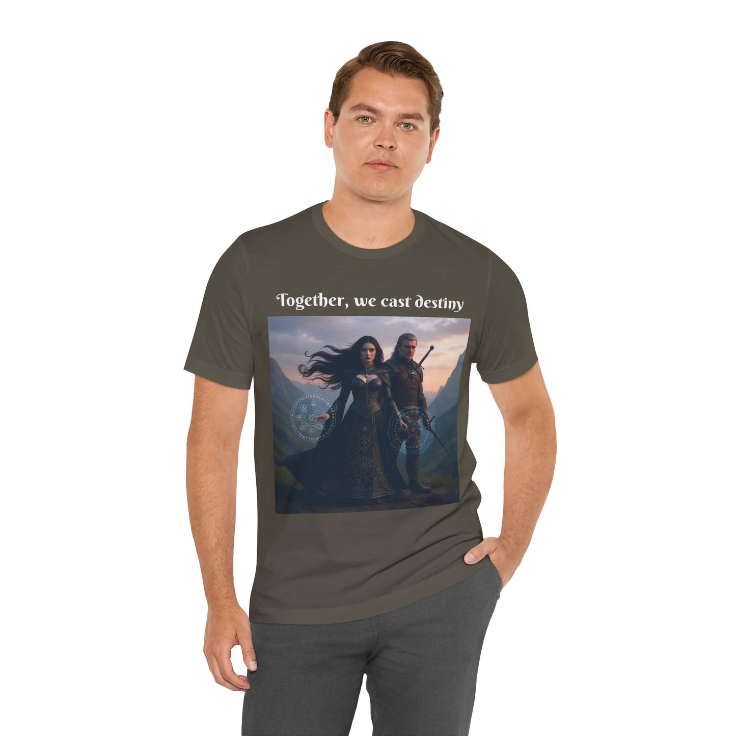 Customizable Halloween Unisex Cotton T-Shirt - Together, we cast destiny - Halloween