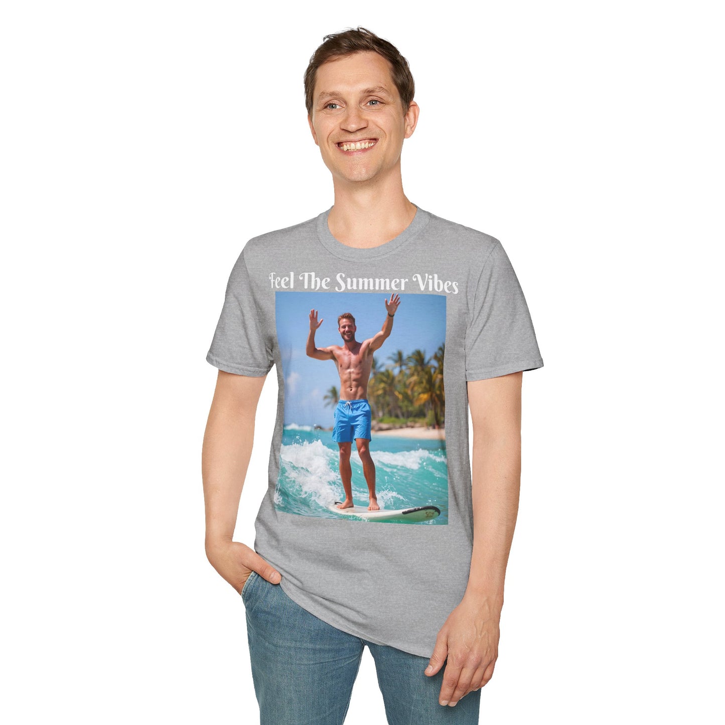 Customizable "Feel the Summer Vibes" Cotton Softstyle T-Shirt