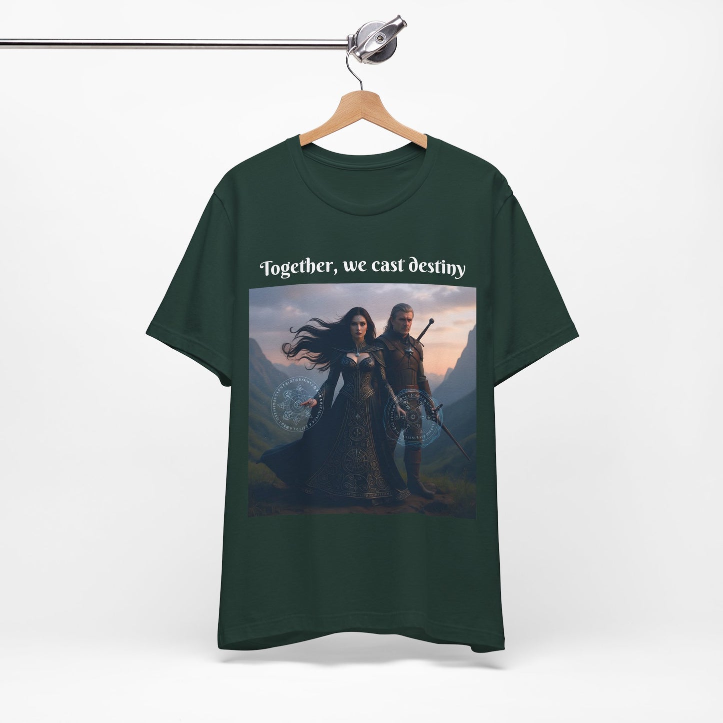 Customizable Halloween Unisex Cotton T-Shirt - Together, we cast destiny - Halloween