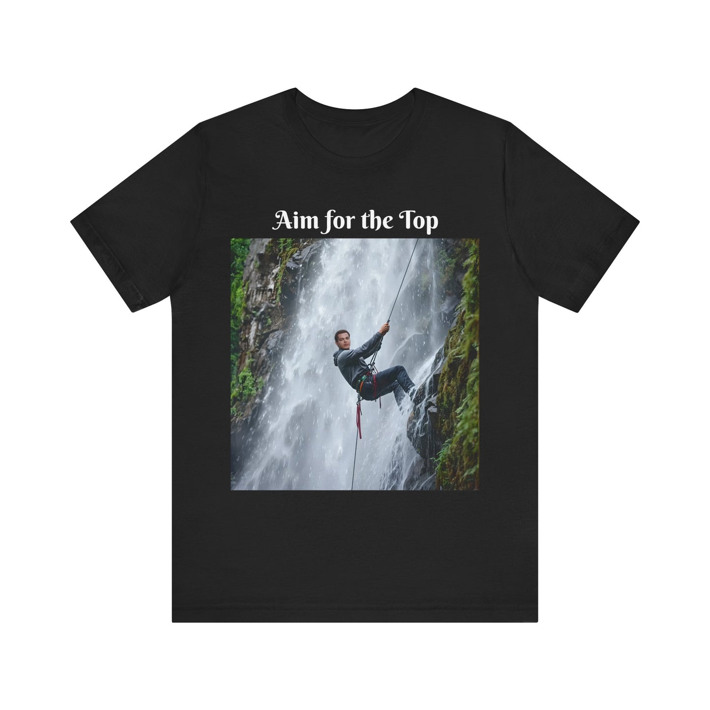 Customizable Cotton Adventure T-Shirt - "Aim for the Top" With Your Face on the T-Shirt