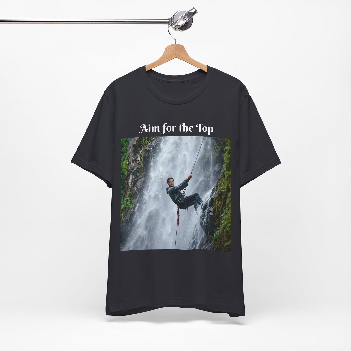 Customizable Cotton Adventure T-Shirt - "Aim for the Top" With Your Face on the T-Shirt