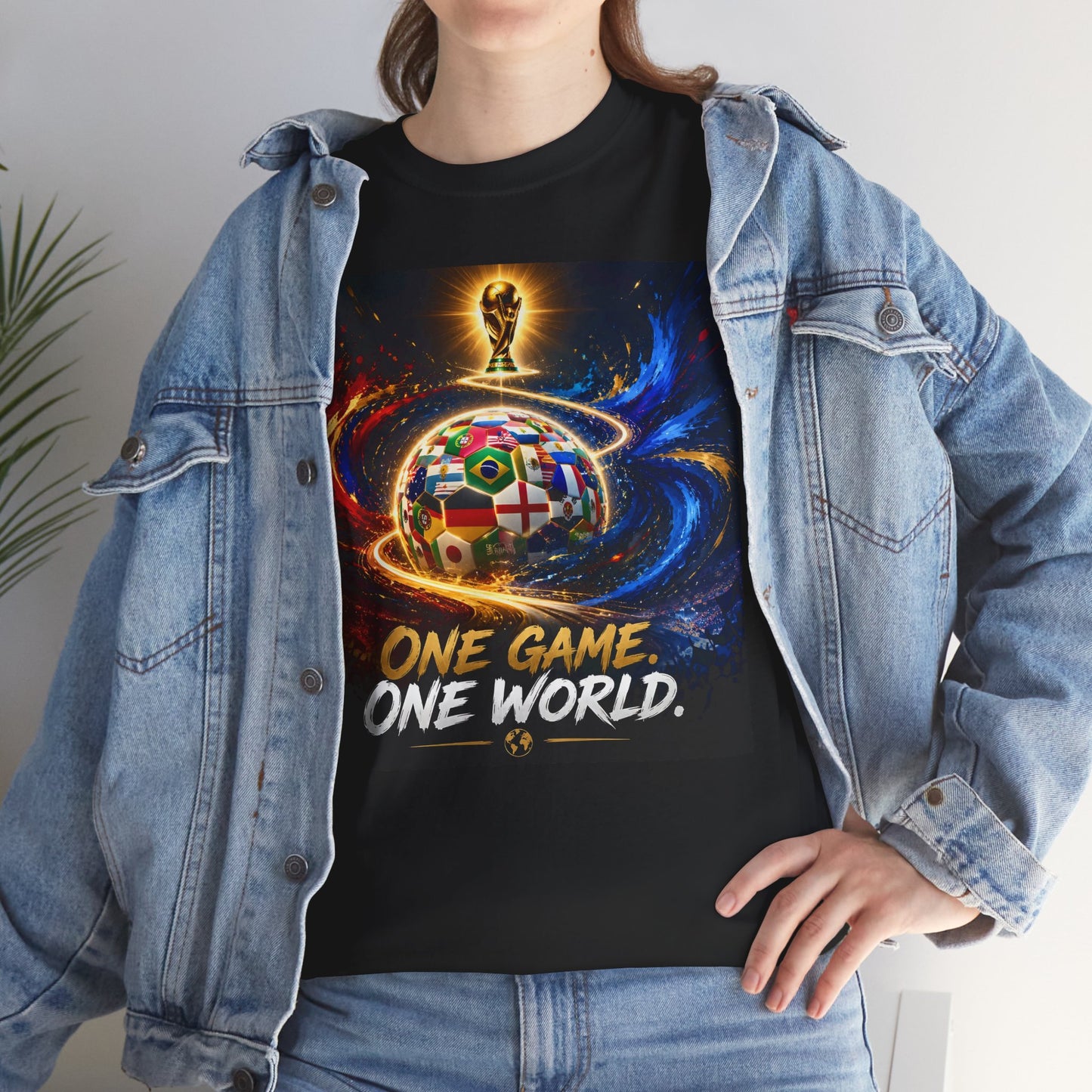 World Cup 2026 Cotton T-Shirt — “One Game. One World” Black Edition