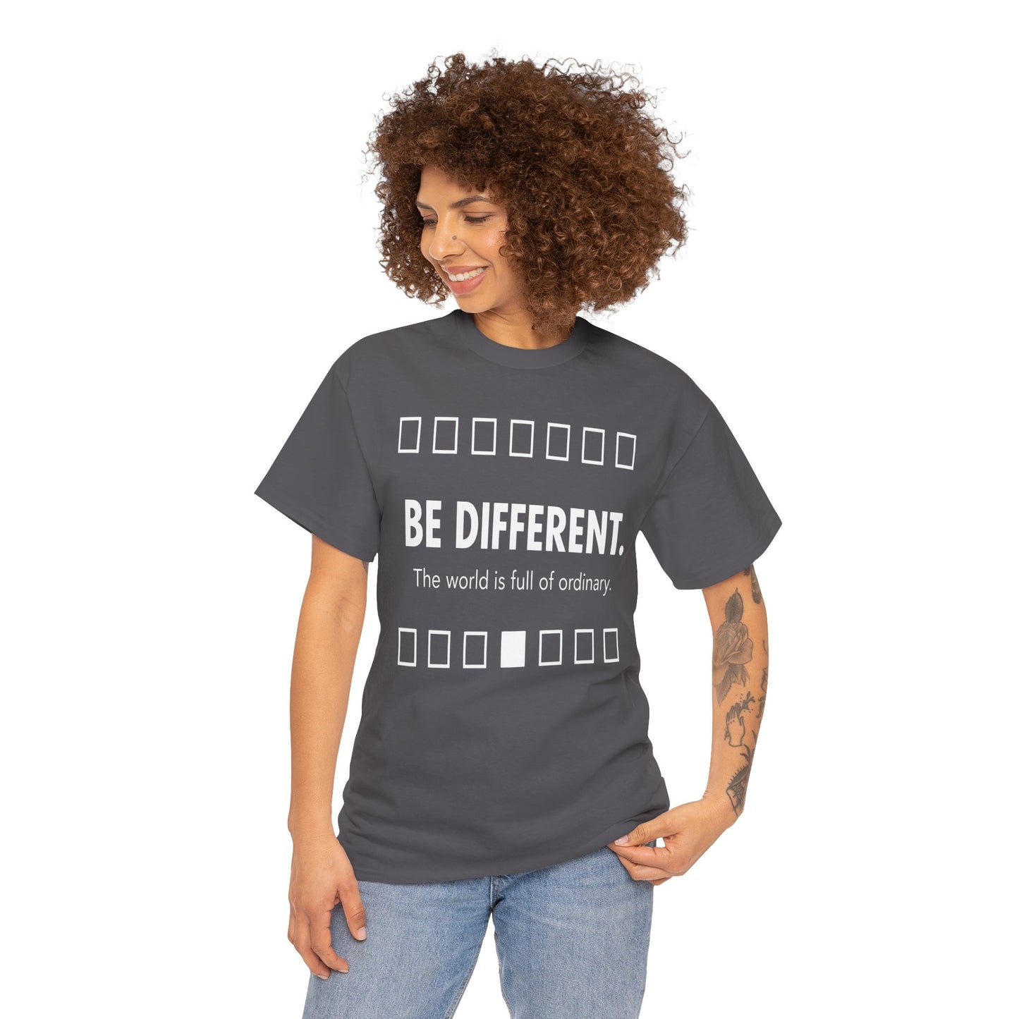 T-shirt With Motivational Prints — 'Be Different. The world is full of ordinary.'