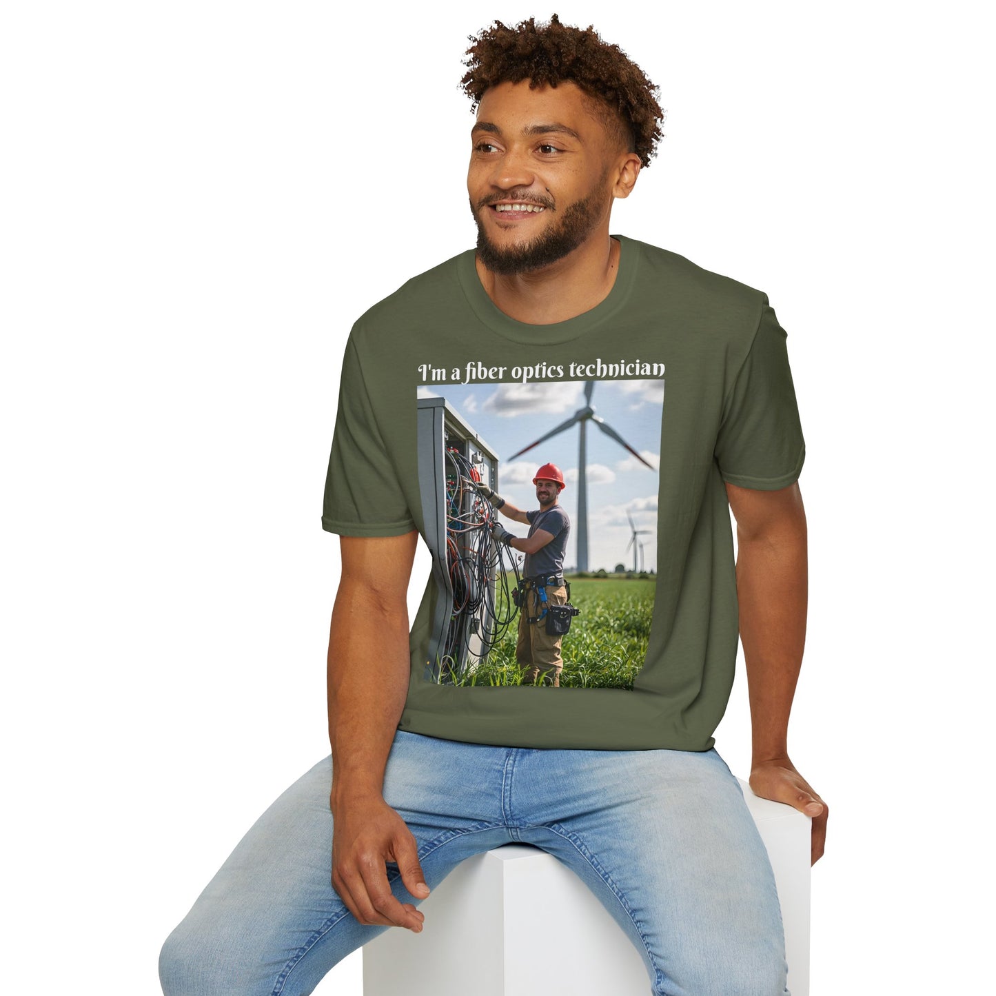 Customizable Softstyle Cotton T-Shirt - 'I'm a Fiber Optics Technician' Design for Energy Workers