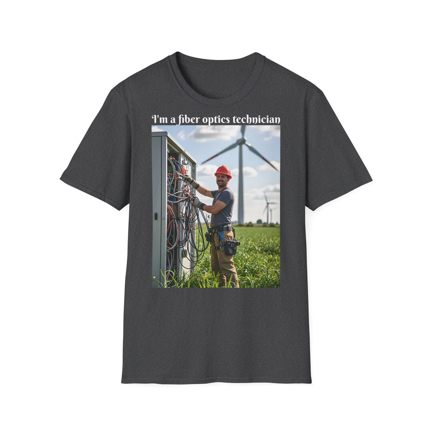 Customizable Softstyle Cotton T-Shirt - 'I'm a Fiber Optics Technician' Design for Energy Workers