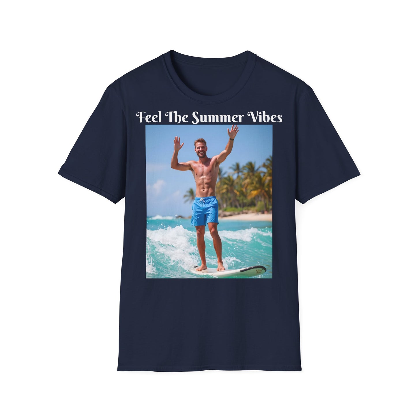 Customizable "Feel the Summer Vibes" Cotton Softstyle T-Shirt
