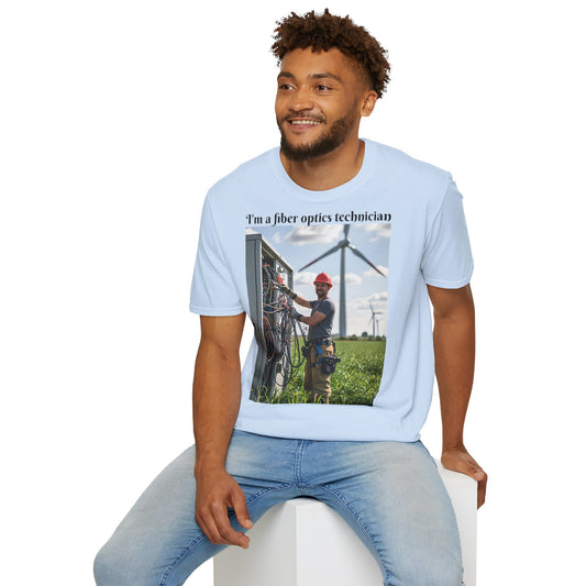 Customizable Softstyle Cotton T-Shirt - 'I'm a Fiber Optics Technician' Design for Energy Workers
