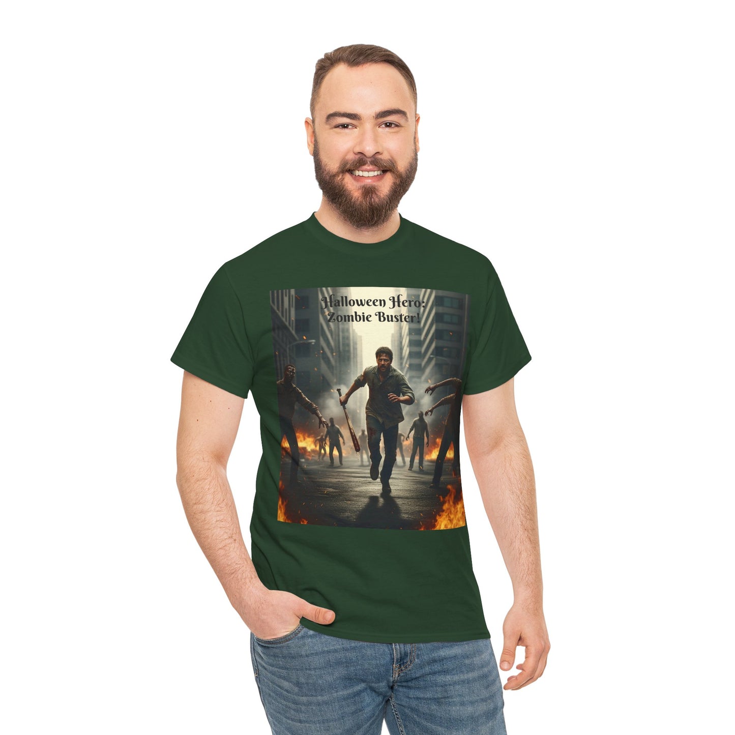 You As a Zombie Buster- Custom Made Halloween Cotton T-Shirt, Your Face On a T-Shirt