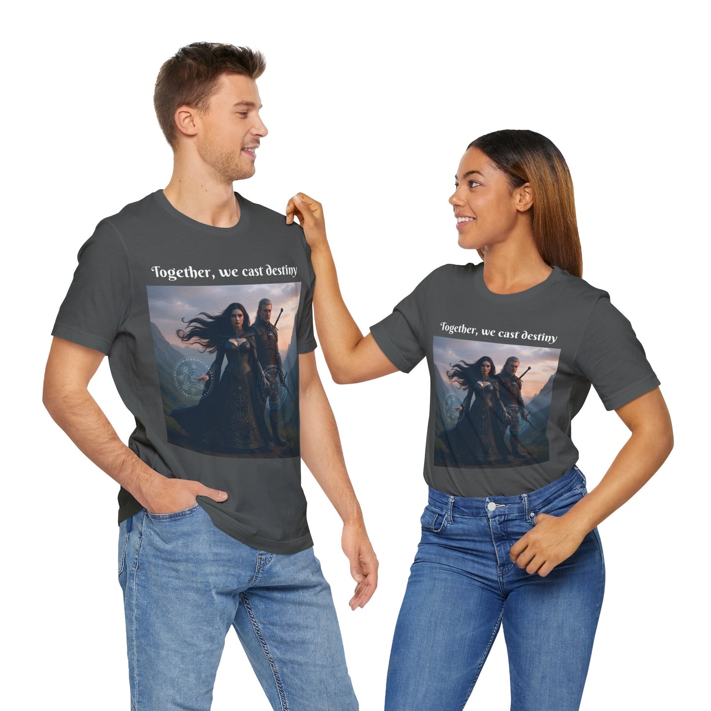Customizable Halloween Unisex  Cotton T-Shirt - Together, we cast destiny - Halloween