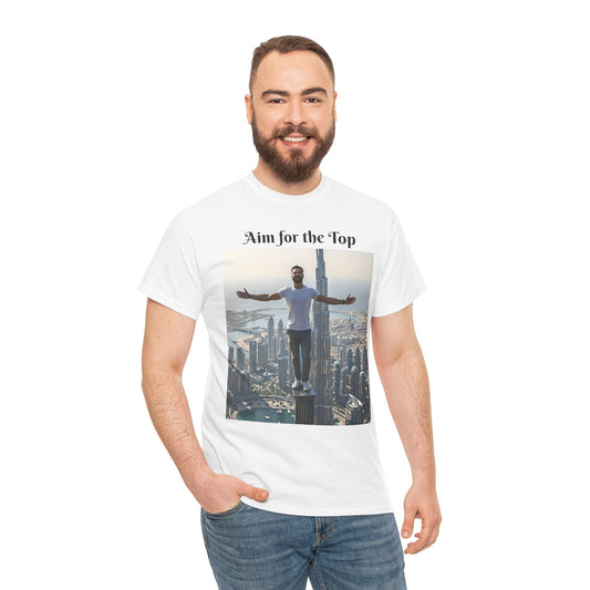 Customizable Cotton T-Shirt - ‘Aim for the Top’ - With Your Face on the T-Shirt