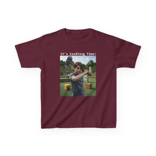 Customizable Kids Cotton T-Shirt -  It's Crafting Time - Minecraft Inspired T-Shirt