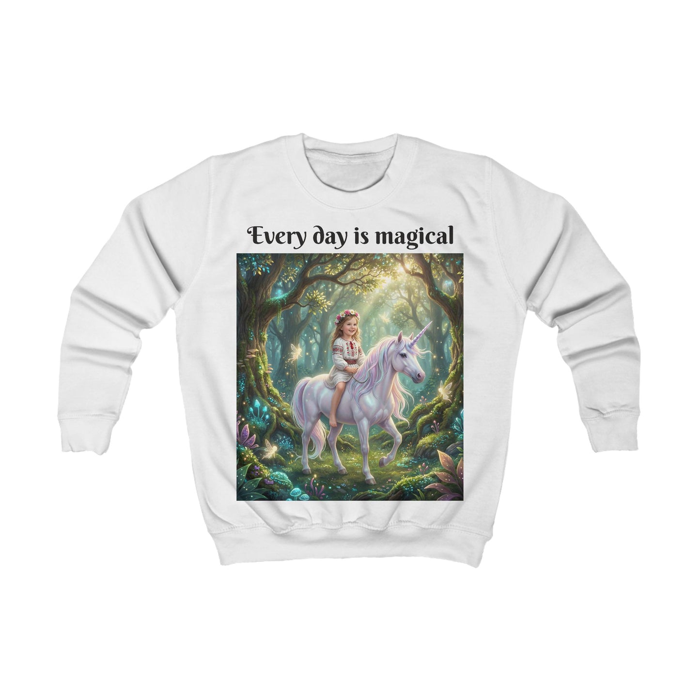 Individuell gestaltetes Sweatshirt „Prinzessin auf Einhorn“ – personalisiert mit ihrem Gesicht