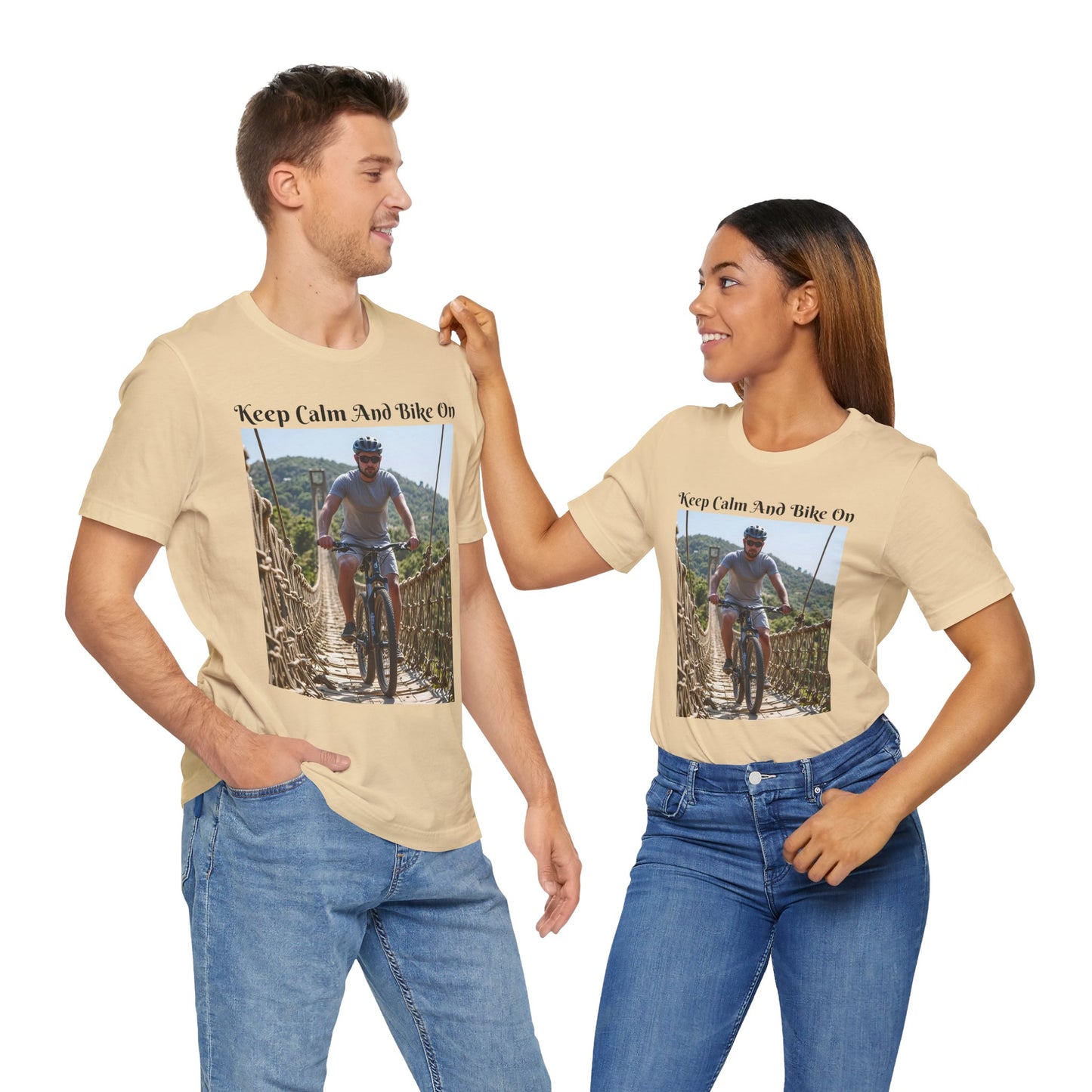 Customizable Unisex T-Shirt - 'Keep Calm and Bike On' - Perfect for Cycling Enthusiasts