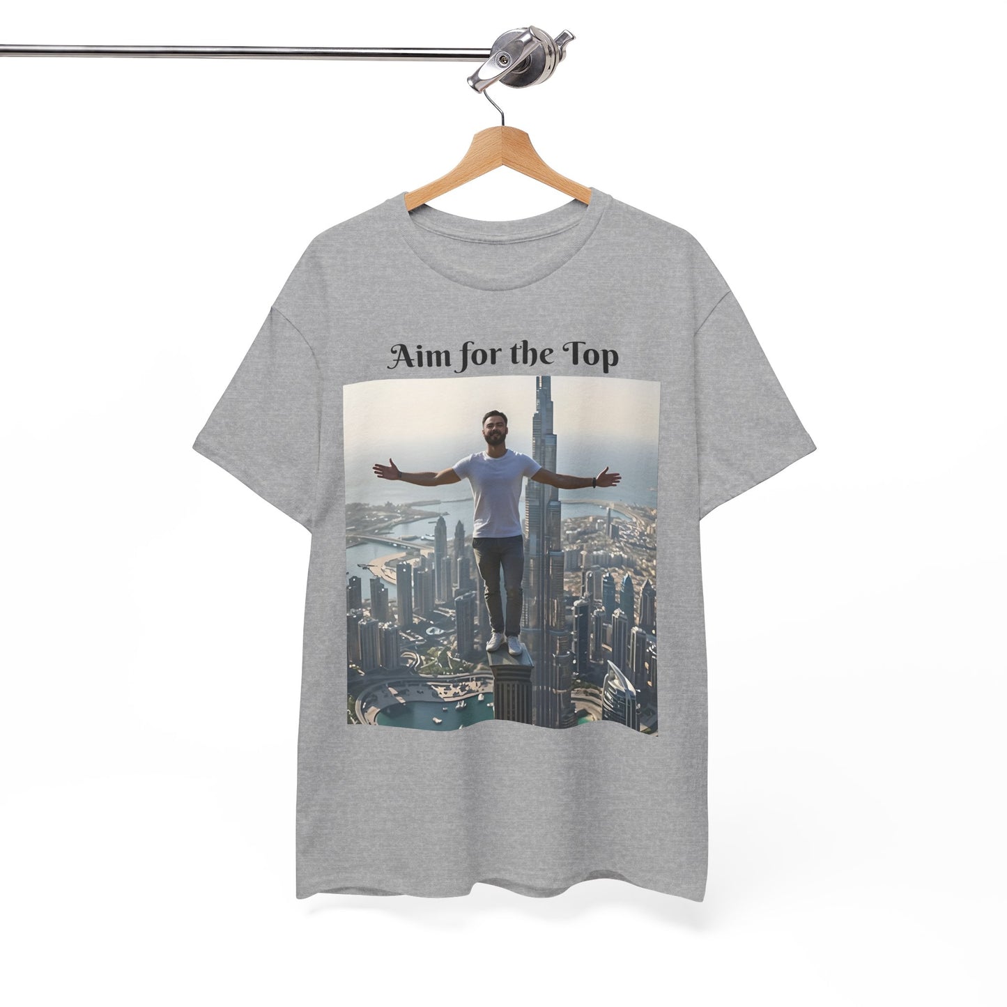 Customizable Cotton T-Shirt - ‘Aim for the Top’ - With Your Face on the T-Shirt