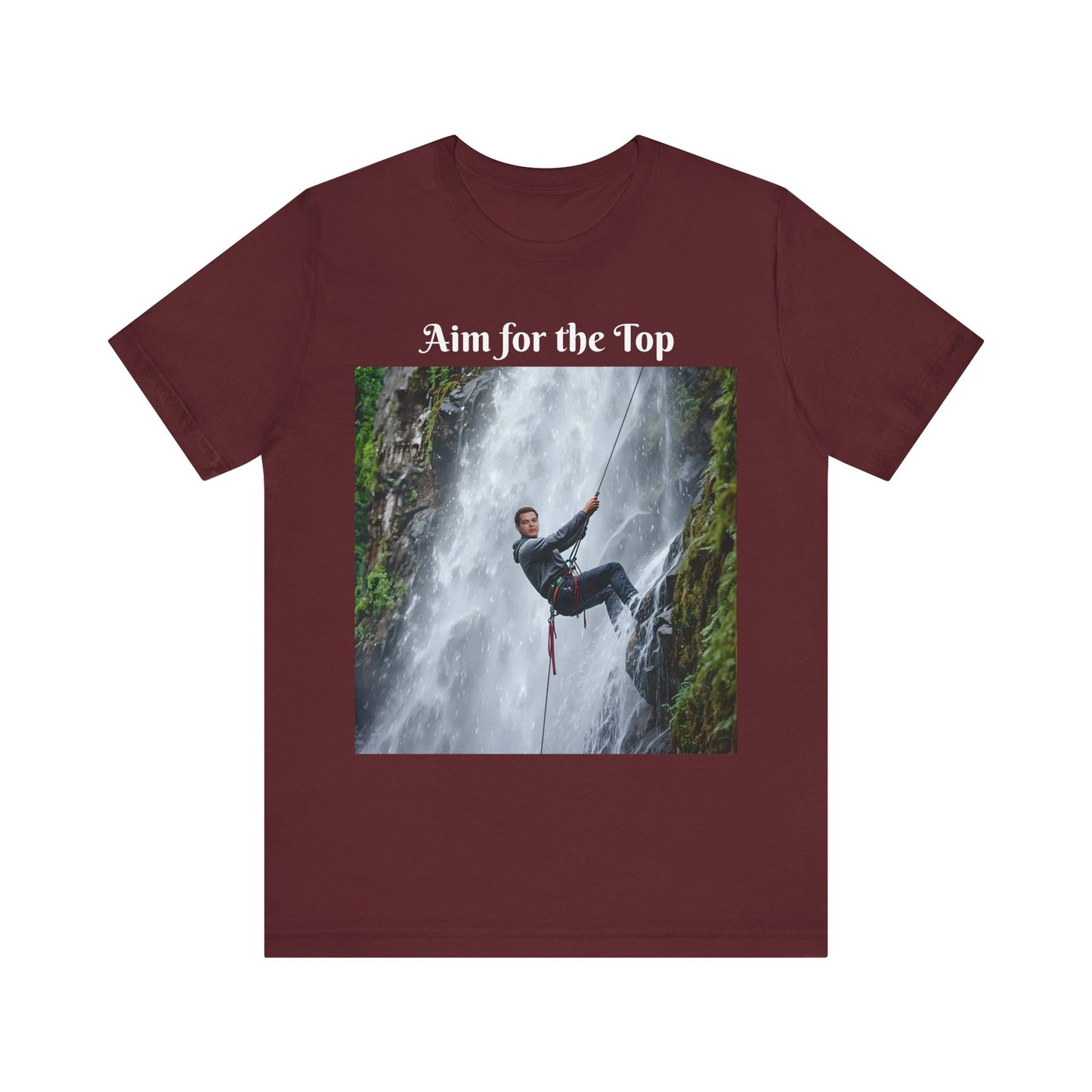 Customizable Cotton Adventure T-Shirt - "Aim for the Top" With Your Face on the T-Shirt