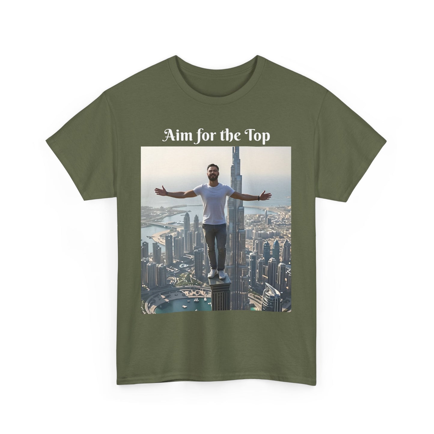 Customizable Cotton T-Shirt - ‘Aim for the Top’ - With Your Face on the T-Shirt