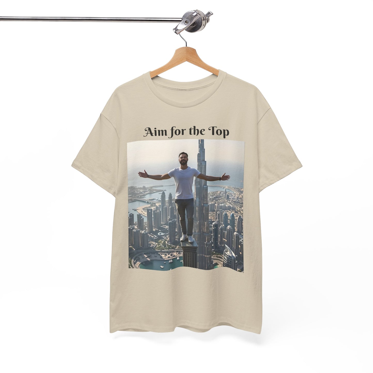 Customizable Cotton T-Shirt - ‘Aim for the Top’ - With Your Face on the T-Shirt