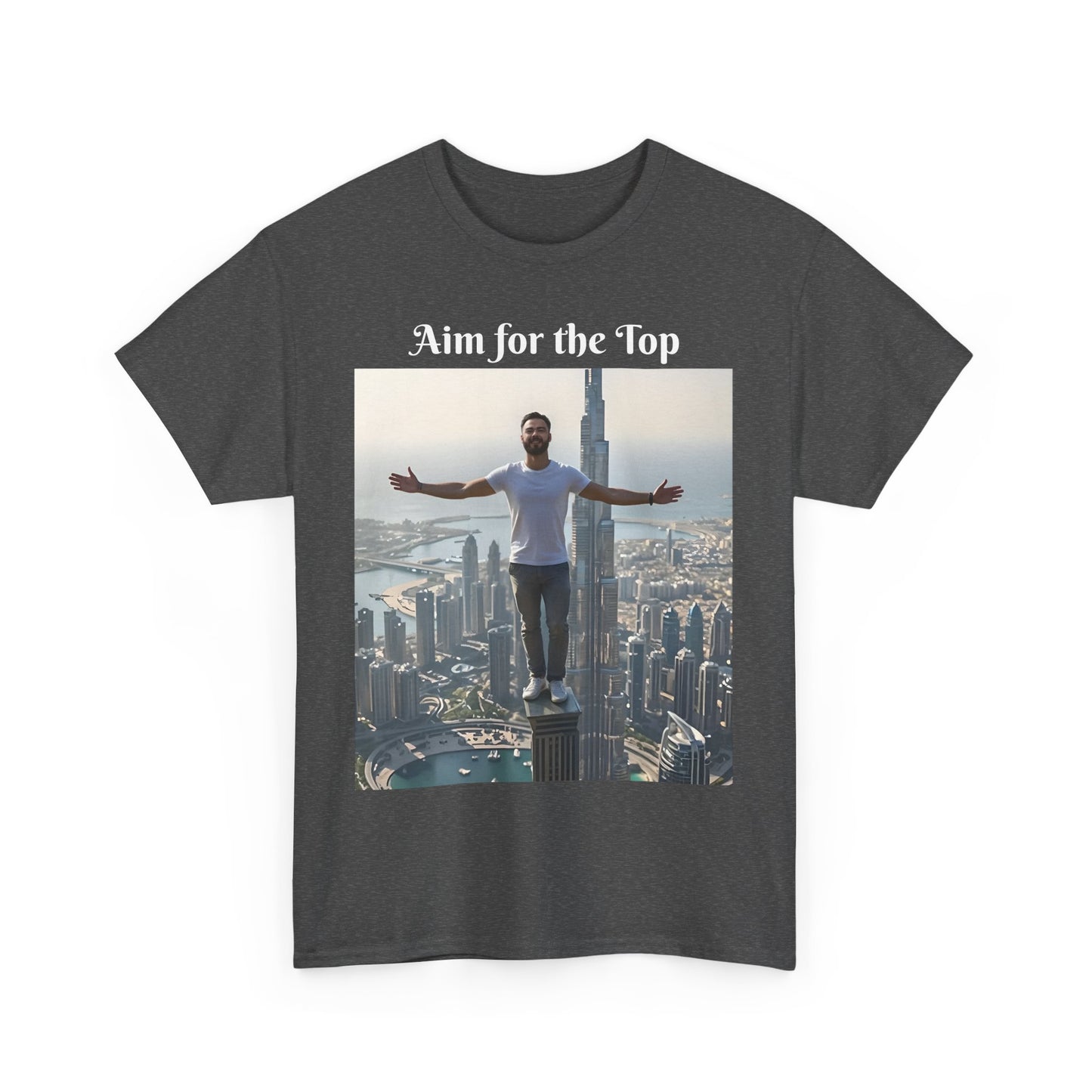 Customizable Cotton T-Shirt - ‘Aim for the Top’ - With Your Face on the T-Shirt