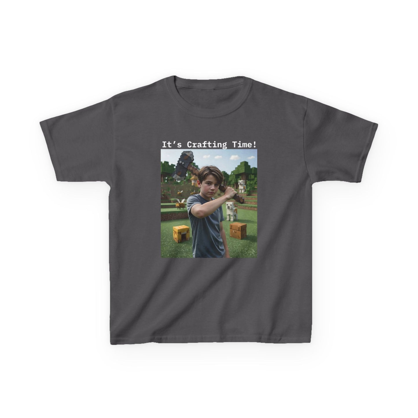 Customizable Kids Cotton T-Shirt -  It's Crafting Time - Minecraft Inspired T-Shirt