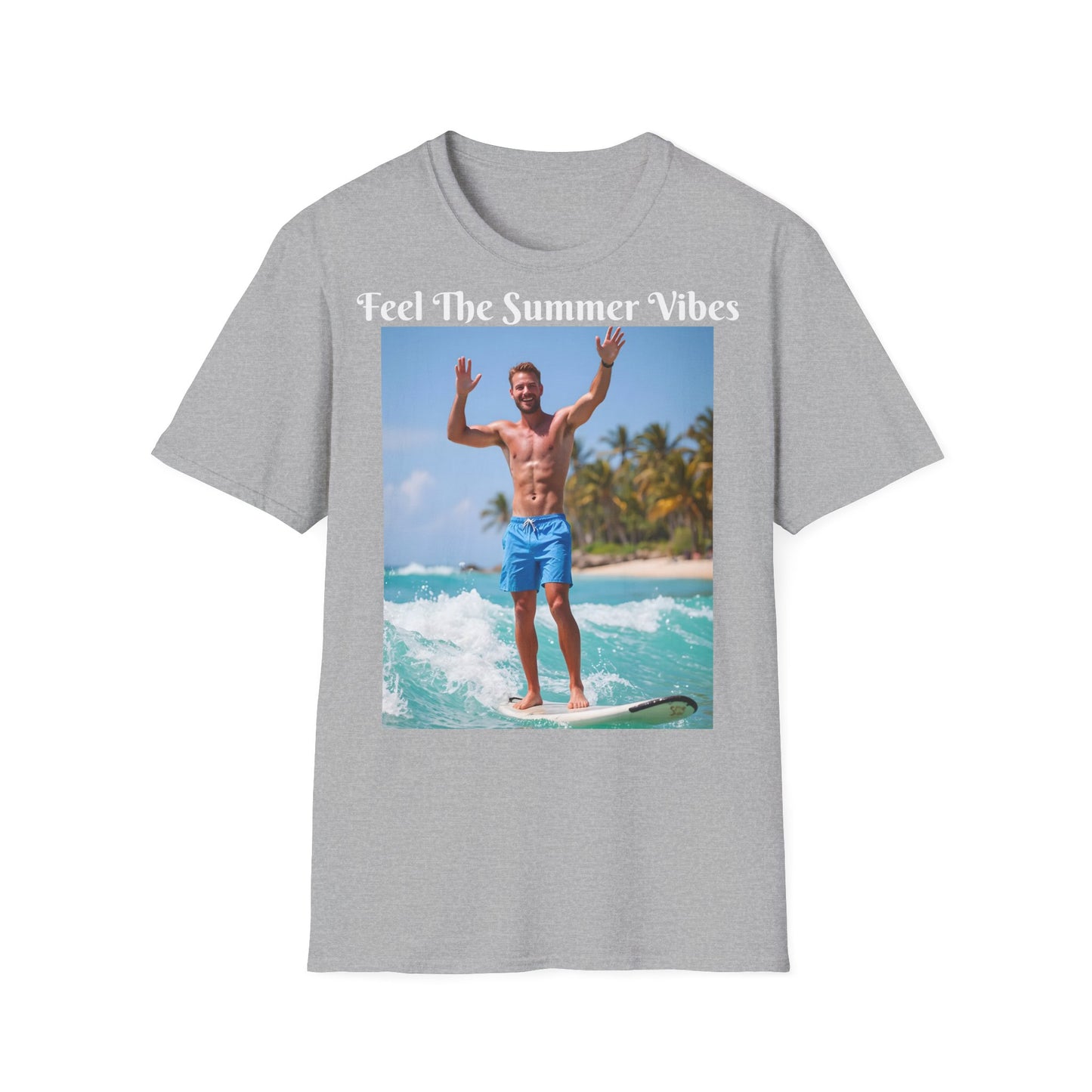Customizable "Feel the Summer Vibes" Cotton Softstyle T-Shirt