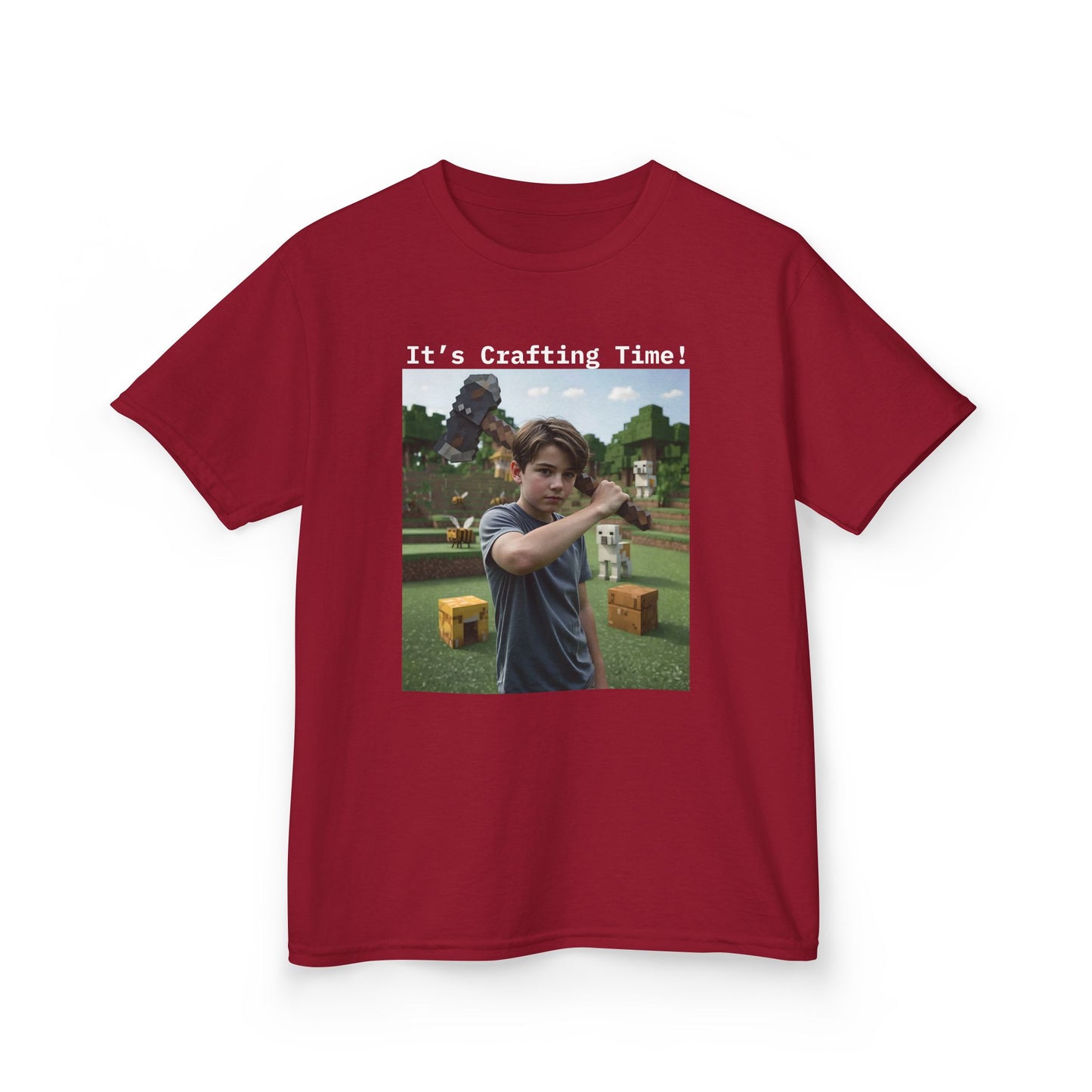 Customizable Kids Cotton T-Shirt -  It's Crafting Time - Minecraft Inspired T-Shirt
