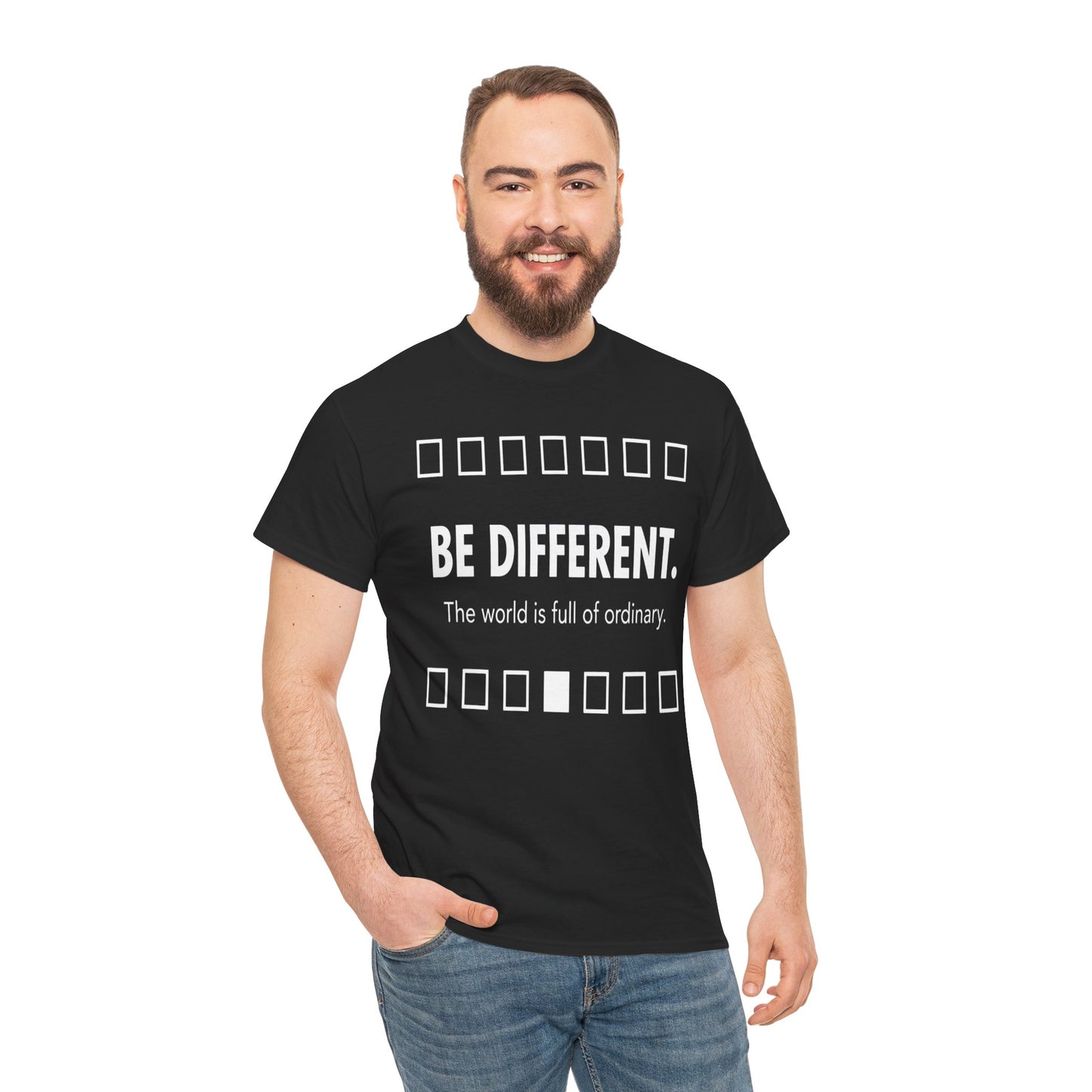 T-shirt With Motivational Prints — 'Be Different. The world is full of ordinary.'