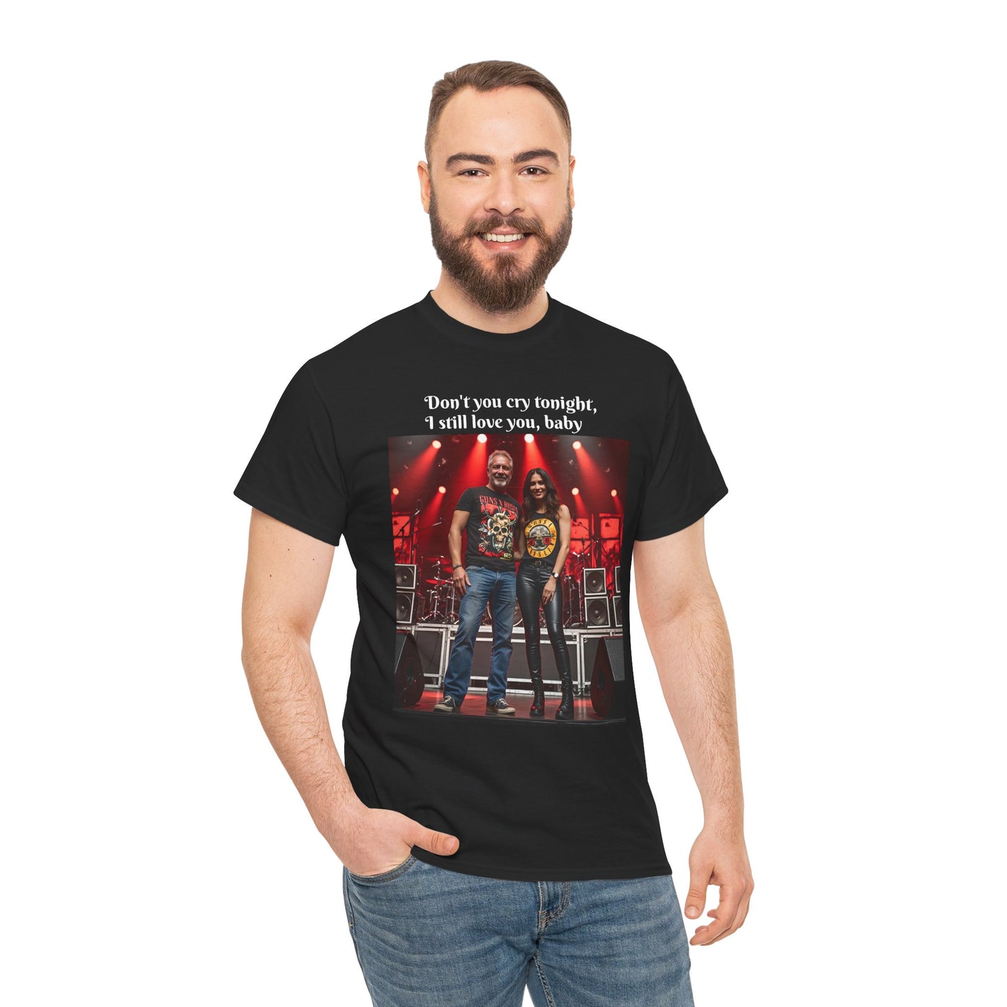 Customizable Classic Rock Unisex Heavy Cotton T-Shirt - ‘Don’t You Cry Tonight’ Vintage Design