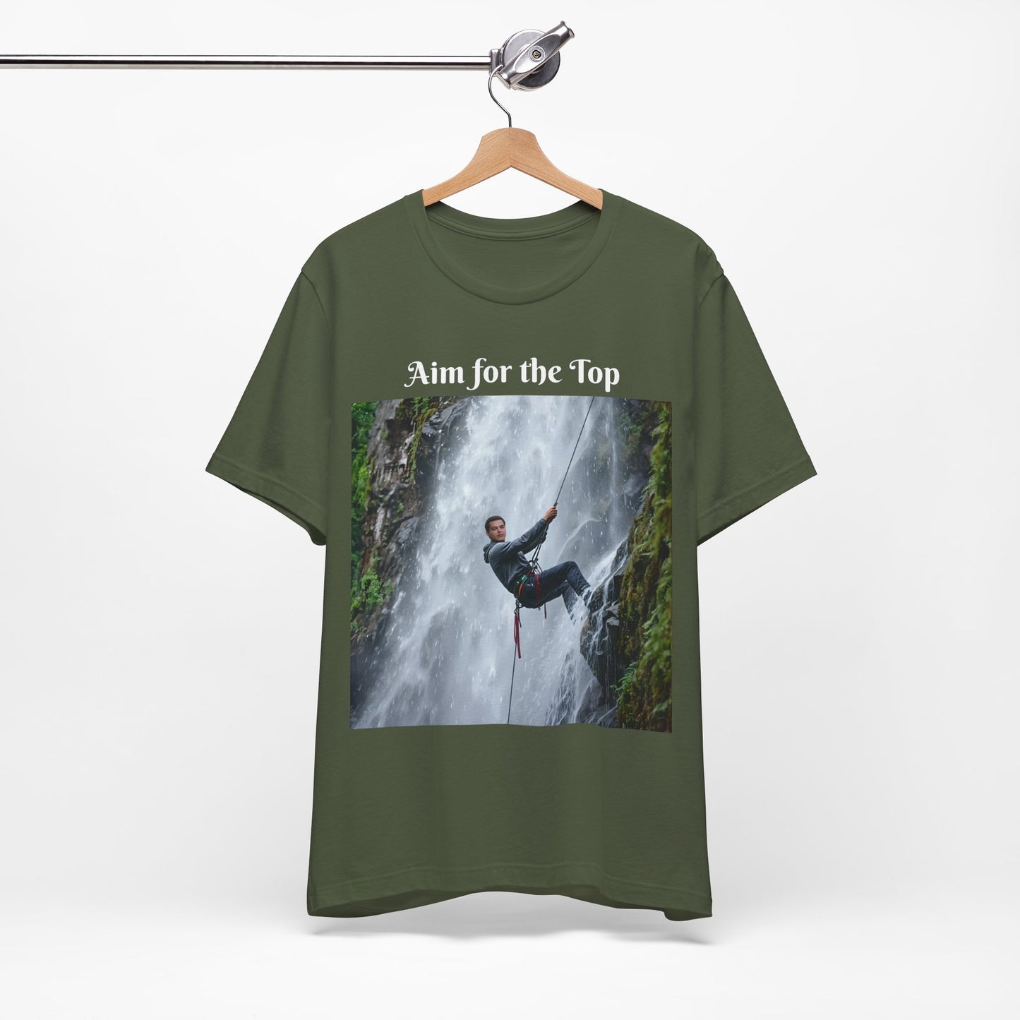 Customizable Cotton Adventure T-Shirt - "Aim for the Top" With Your Face on the T-Shirt